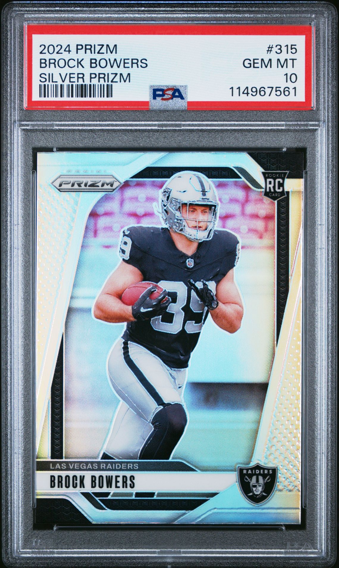 2024 Panini Prizm Brock Bowers #315 (Silver Prizm) Gem Mt 10 front
