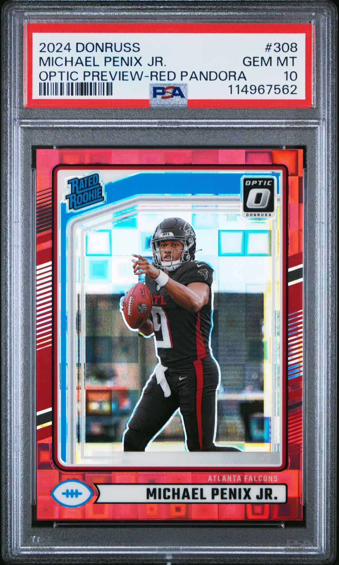 2024 Panini Donruss Michael Penix Jr. #308 (Optic Preview-Red Pandora) Gem Mt 10 front