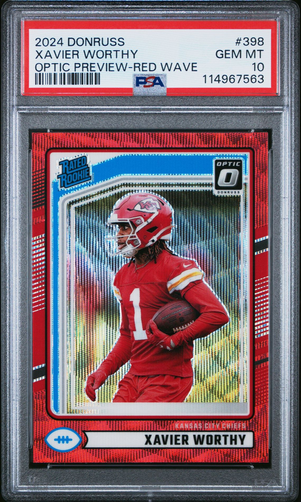 2024 Panini Donruss Xavier Worthy #398 (Optic Preview-Red Wave) Gem Mt 10 front