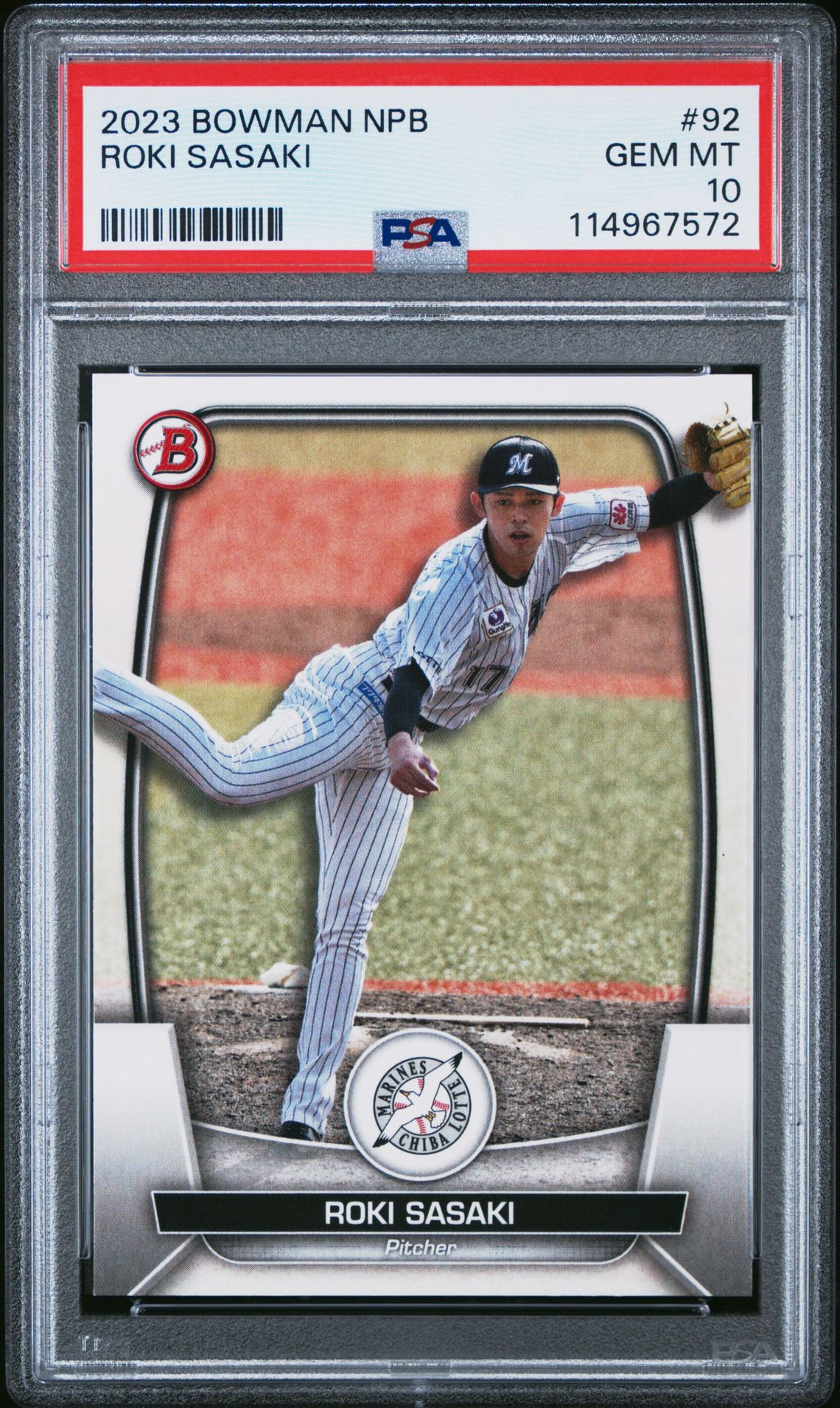 2023 Bowman Npb Roki Sasaki #92 Gem Mt 10 front