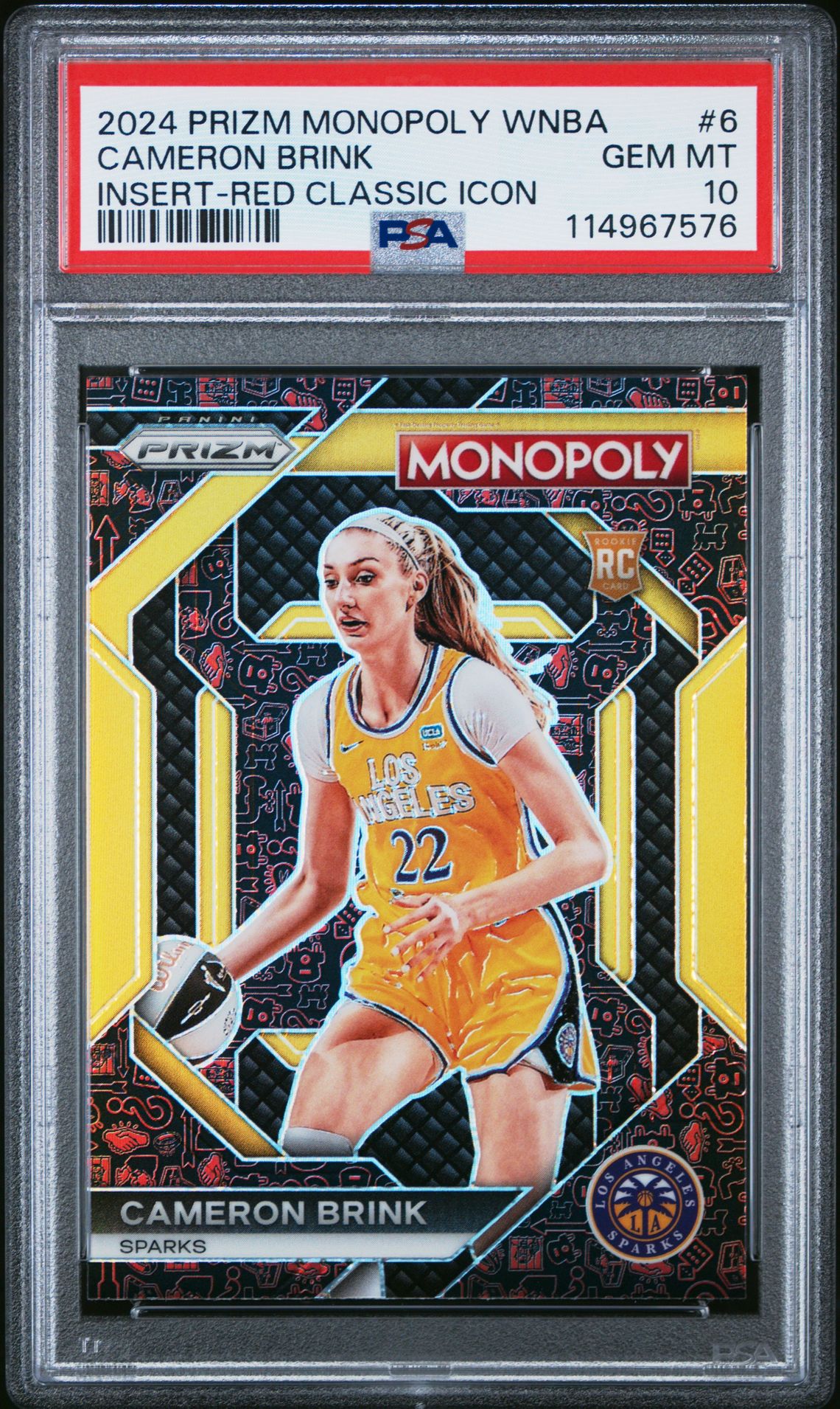 2024 Panini Prizm Monopoly Wnba Insert Cameron Brink #6 (Insert-Red Classic Icon) Gem Mt 10 front
