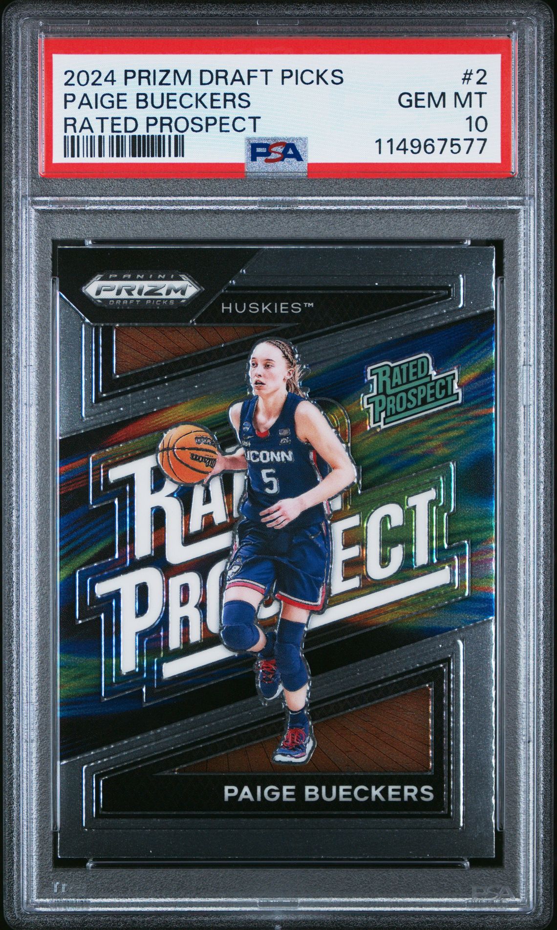 2024 Panini Prizm Draft Picks Rated Prospect Paige Bueckers #2 Gem Mt 10 front