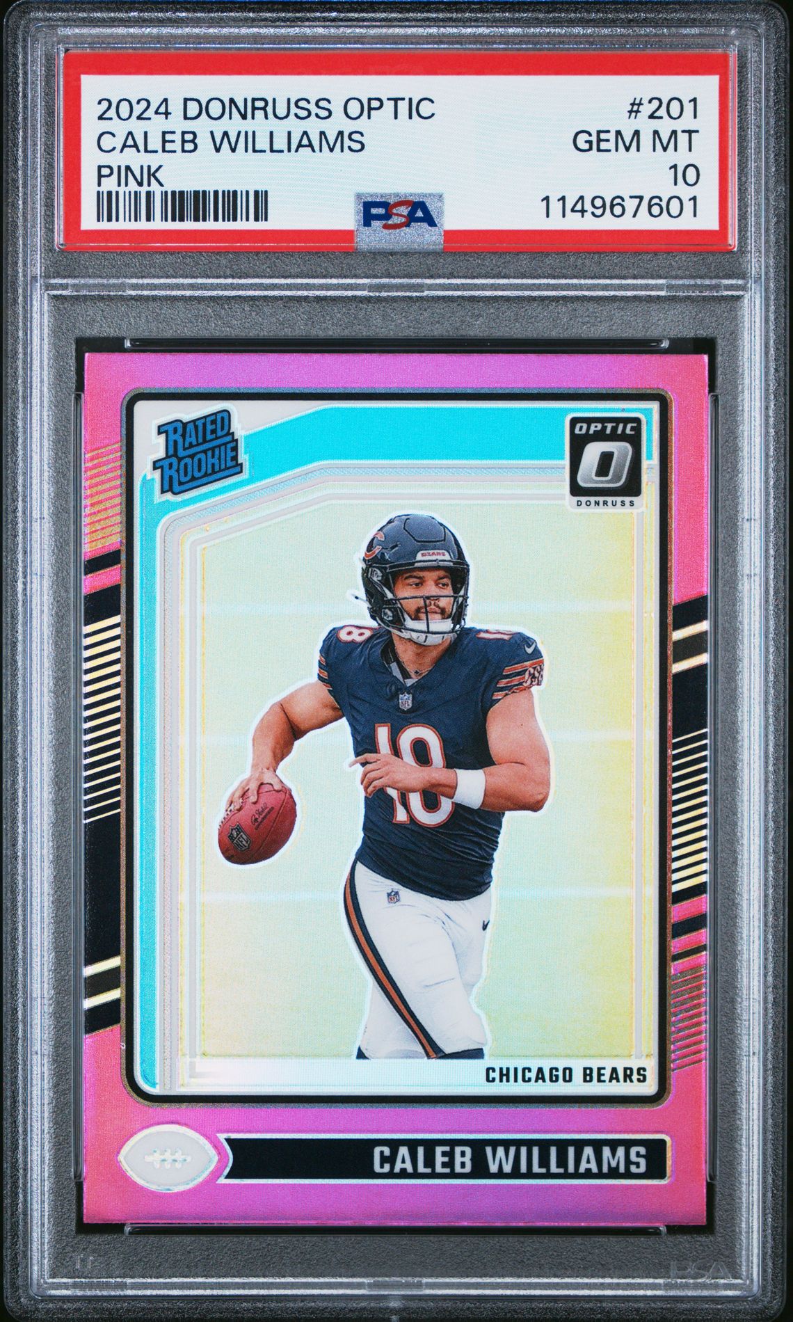 2024 Panini Donruss Optic Caleb Williams #201 (Pink) Gem Mt 10 front