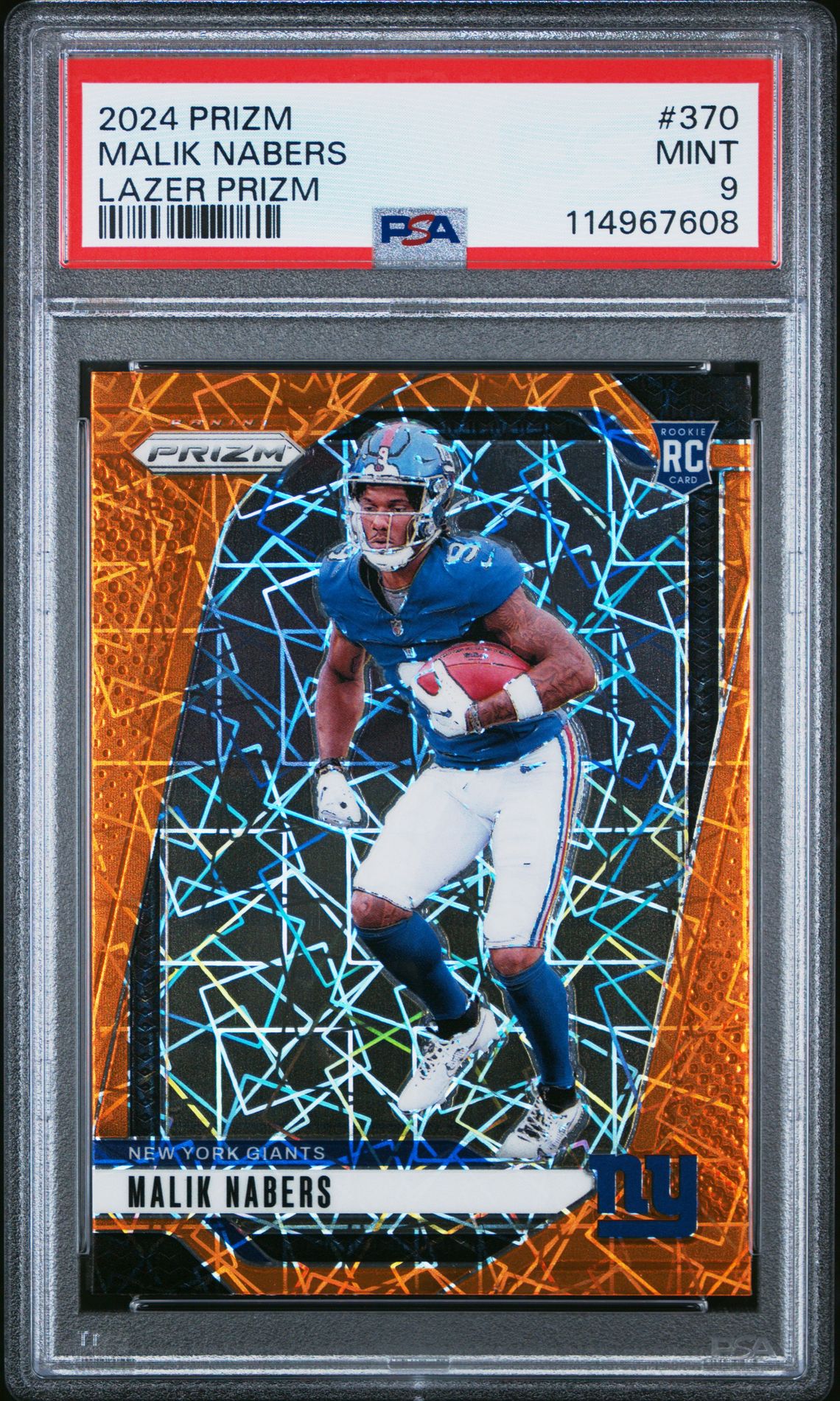 2024 Panini Prizm Malik Nabers #370 (Lazer Prizm) Mint 9 front