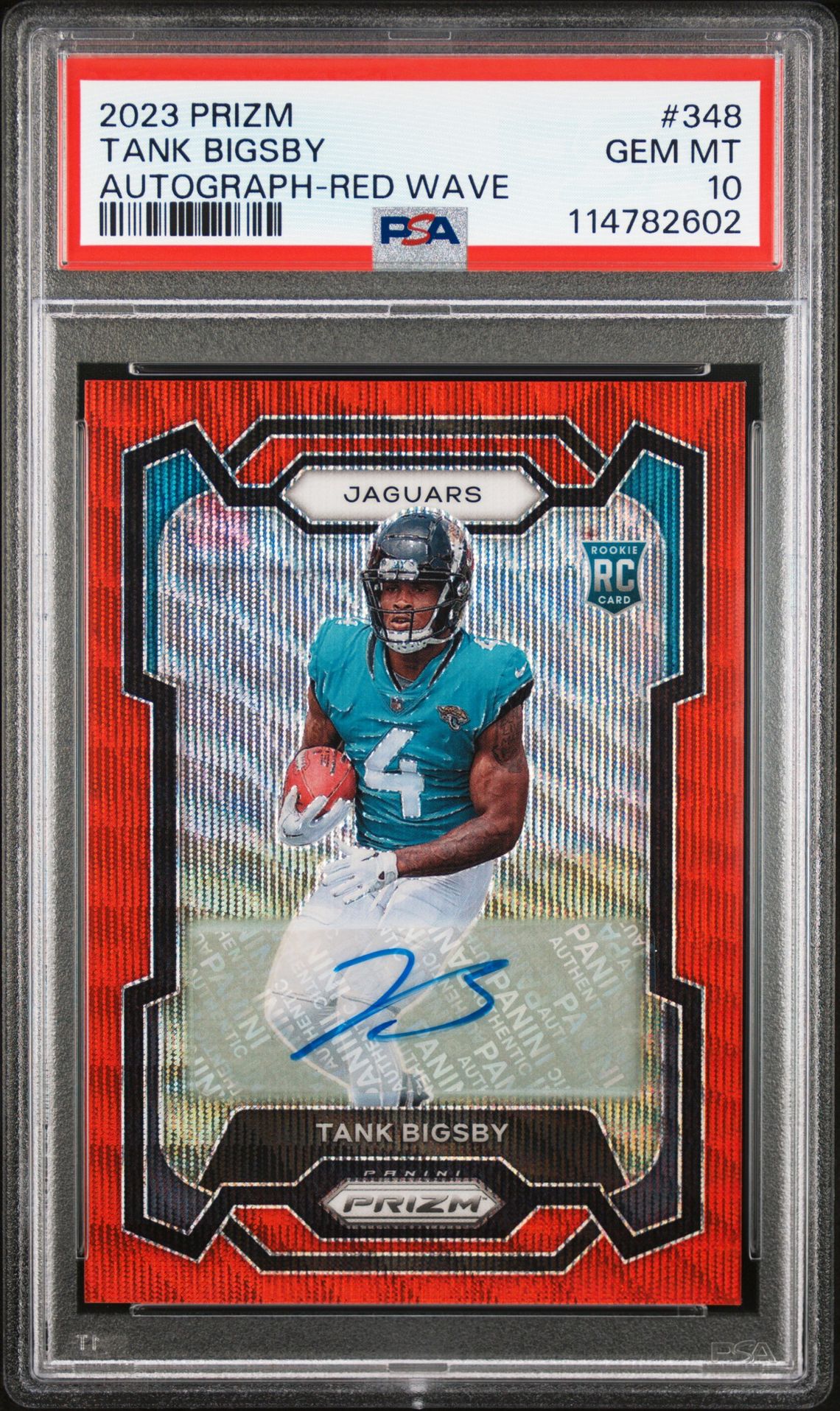 2023 Panini Prizm Tank Bigsby #348 (Autograph-Red Wave) Gem Mt 10 front