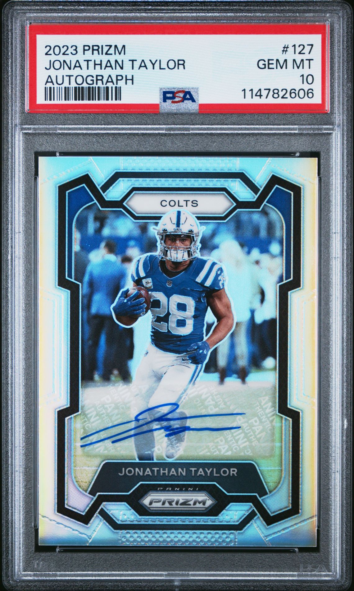 2023 Panini Prizm Jonathan Taylor #127 (Autograph) Gem Mt 10 front