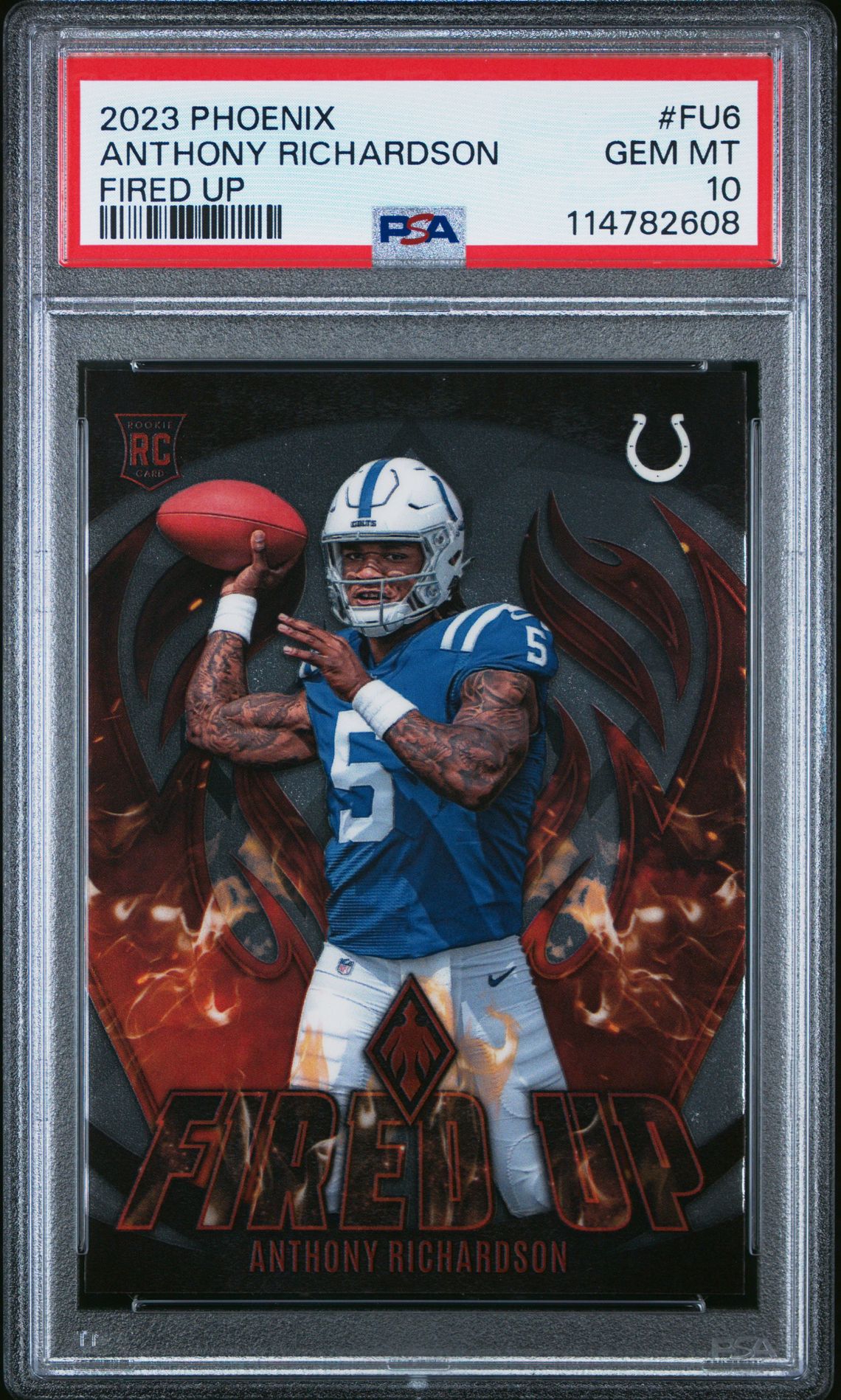 2023 Panini Phoenix Fired Up Anthony Richardson #Fu6 Gem Mt 10 front