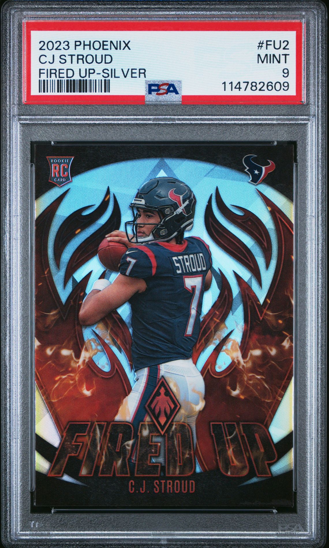 2023 Panini Phoenix Fired Up Cj Stroud #Fu2 (Fired Up-Silver) Mint 9 front
