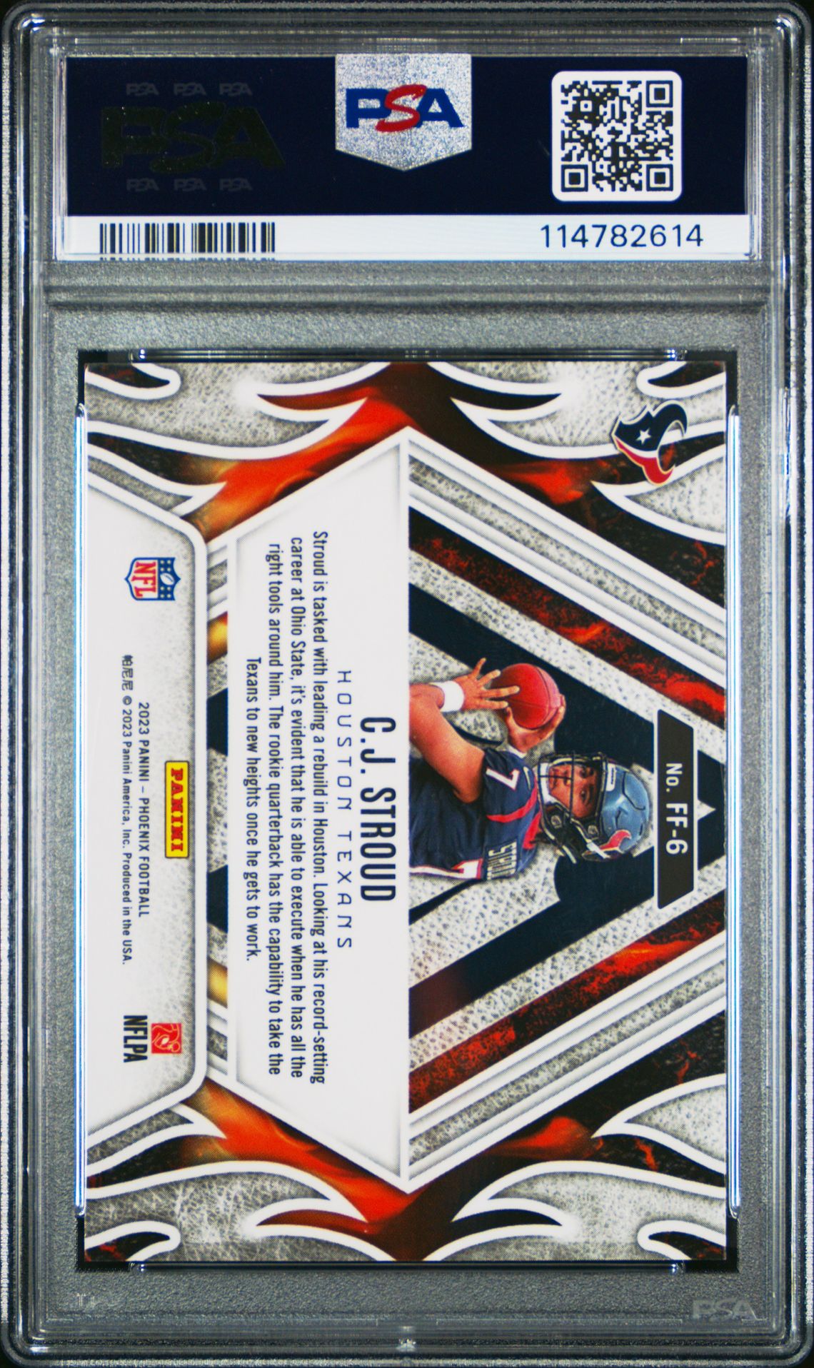 2023 Panini Phoenix Fire Forged Cj Stroud #Ff6 Gem Mt 10 back