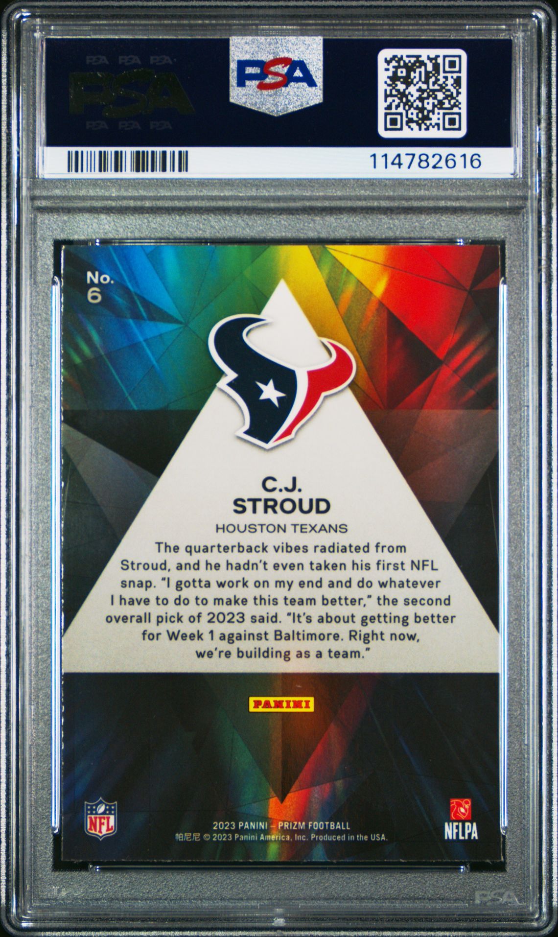 2023 Panini Prizm Prizmatic Cj Stroud #6 Mint 9 back