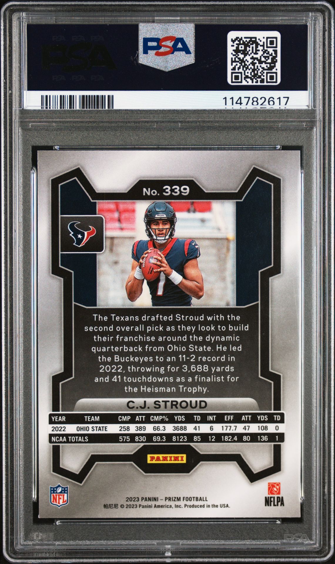 2023 Panini Prizm Cj Stroud #339 Mint 9 back