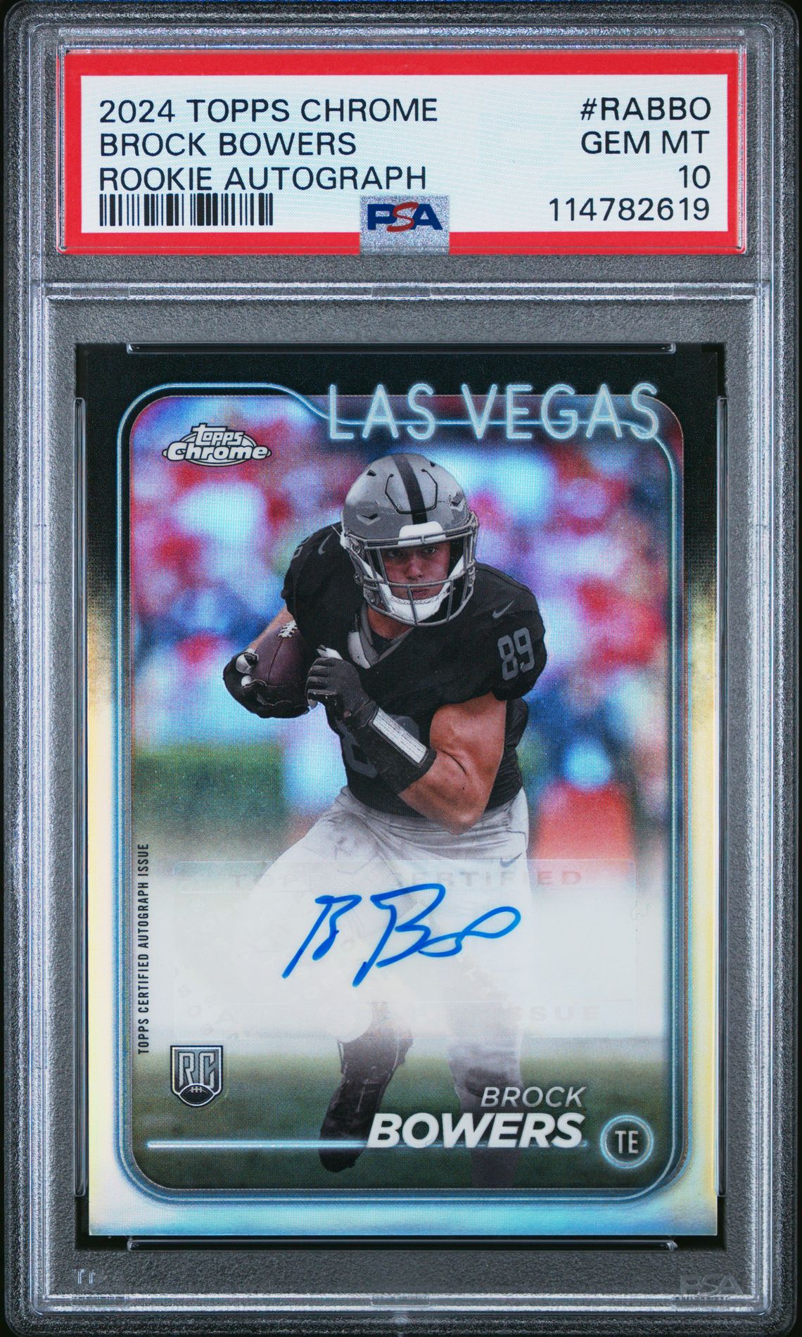 2024 Topps Chrome Rookie Autographs Variations Brock Bowers #Rabbo Gem Mt 10 front