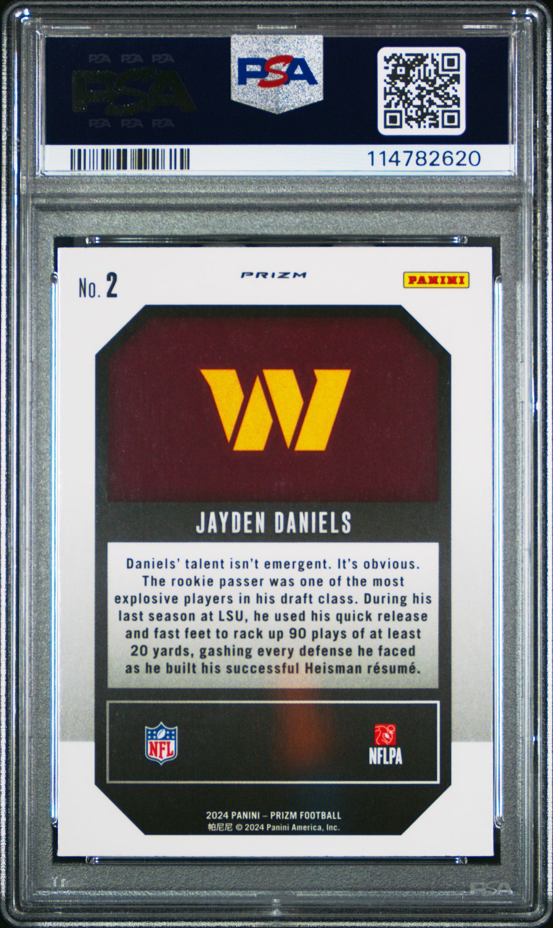 2024 Panini Prizm Emergent Jayden Daniels #2 (Emergent-No Huddle) Gem Mt 10 back