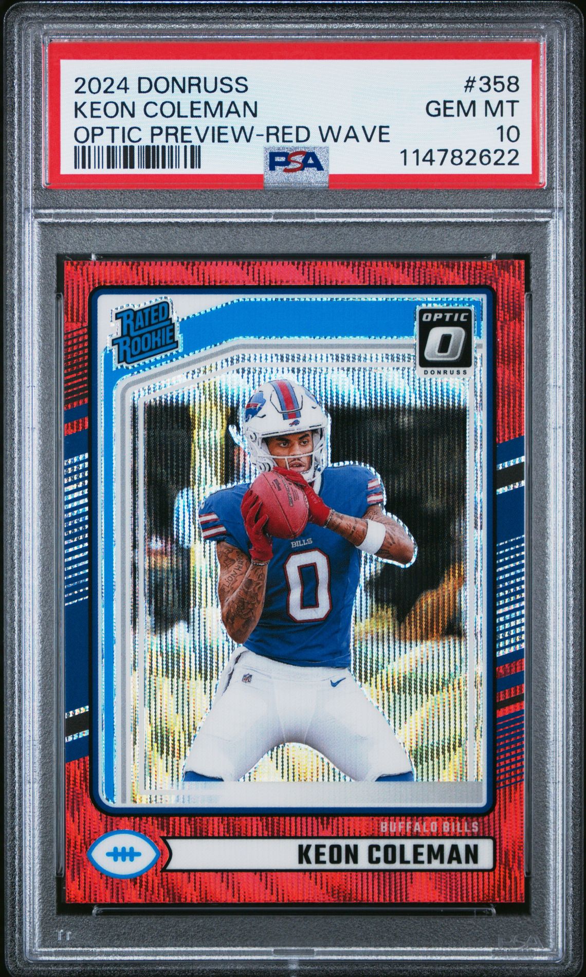 2024 Panini Donruss Keon Coleman #358 (Optic Preview-Red Wave) Gem Mt 10 front
