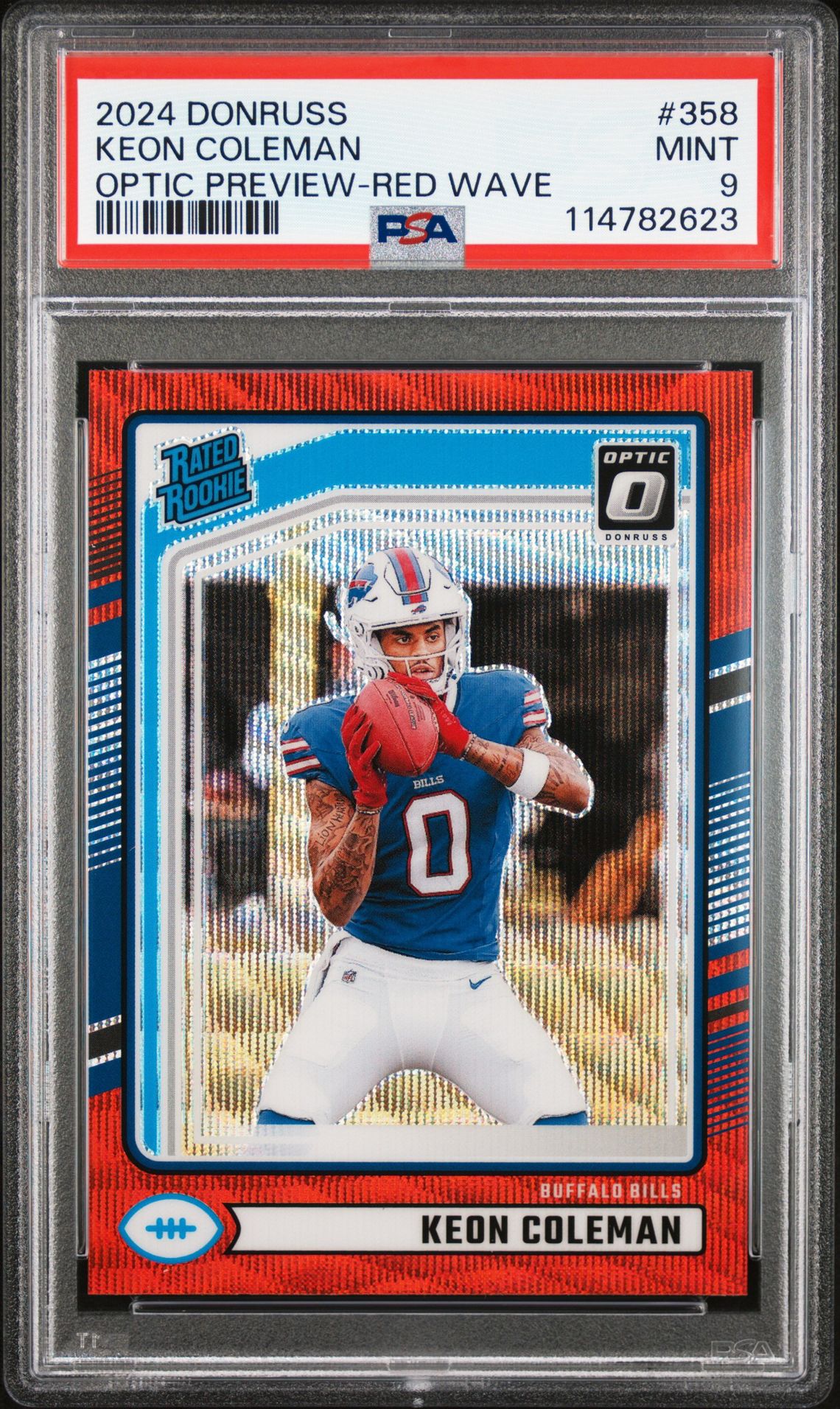 2024 Panini Donruss Keon Coleman #358 (Optic Preview-Red Wave) Mint 9 front