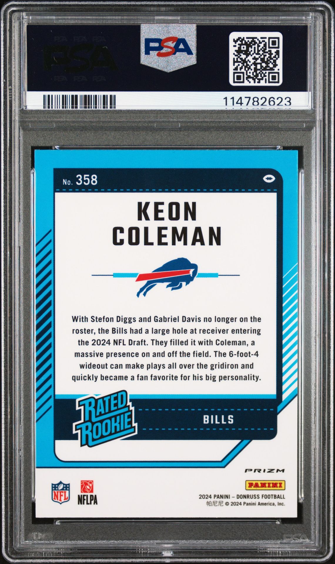 2024 Panini Donruss Keon Coleman #358 (Optic Preview-Red Wave) Mint 9 back