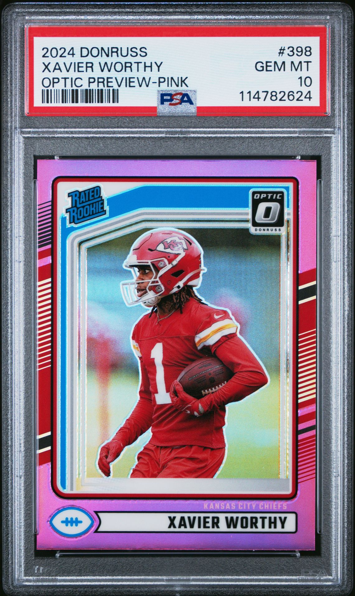 2024 Panini Donruss Xavier Worthy #398 (Optic Preview-Pink) Gem Mt 10 front