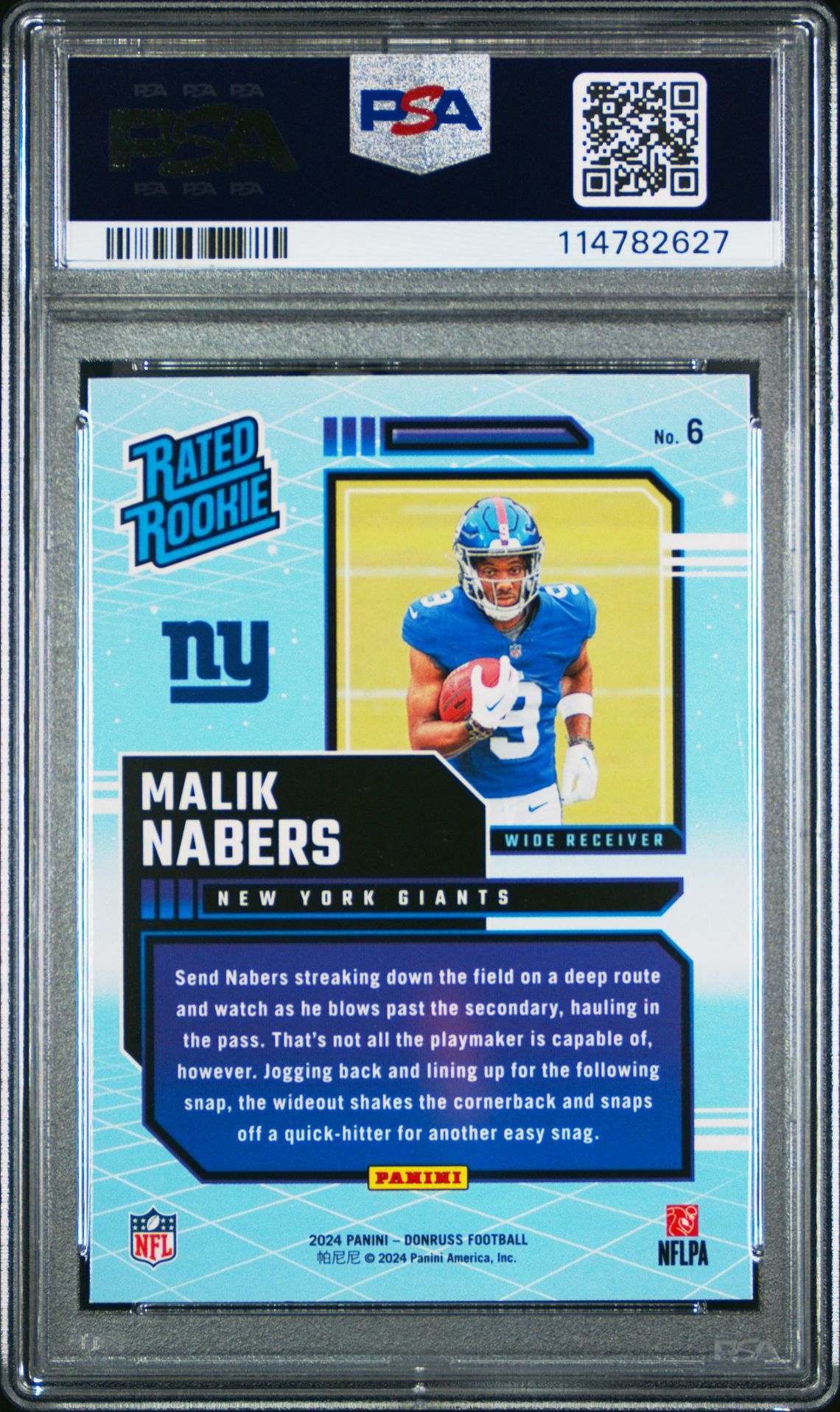 2024 Panini Donruss Rated Rookies Retro Malik Nabers #6 Gem Mt 10 back