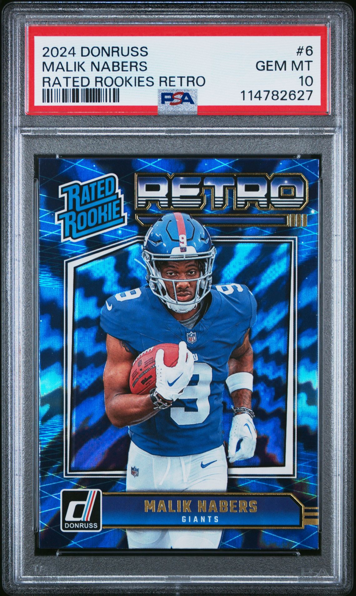 2024 Panini Donruss Rated Rookies Retro Malik Nabers #6 Gem Mt 10 front