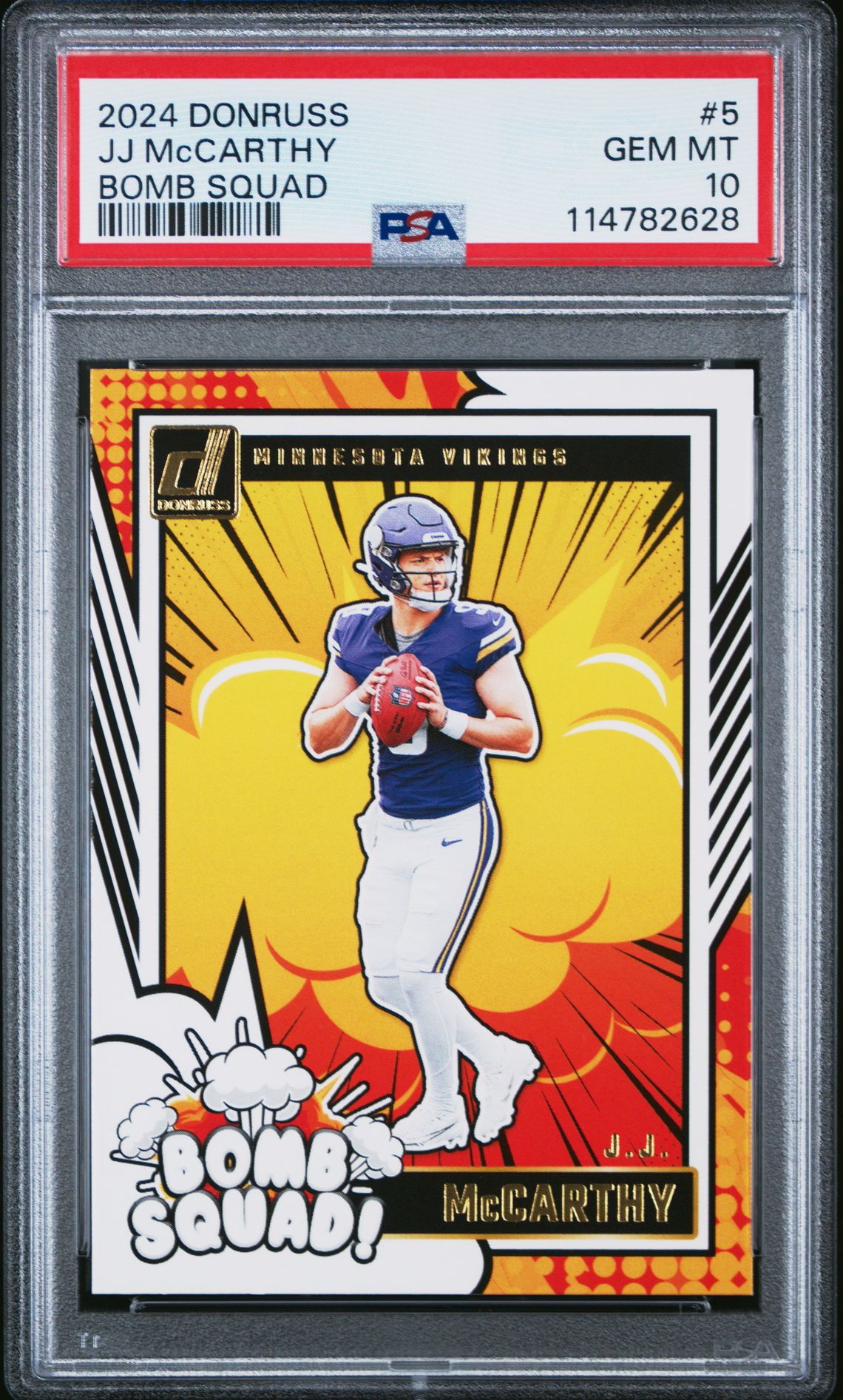 2024 Panini Donruss Bomb Squad Jj Mccarthy #5 Gem Mt 10 front