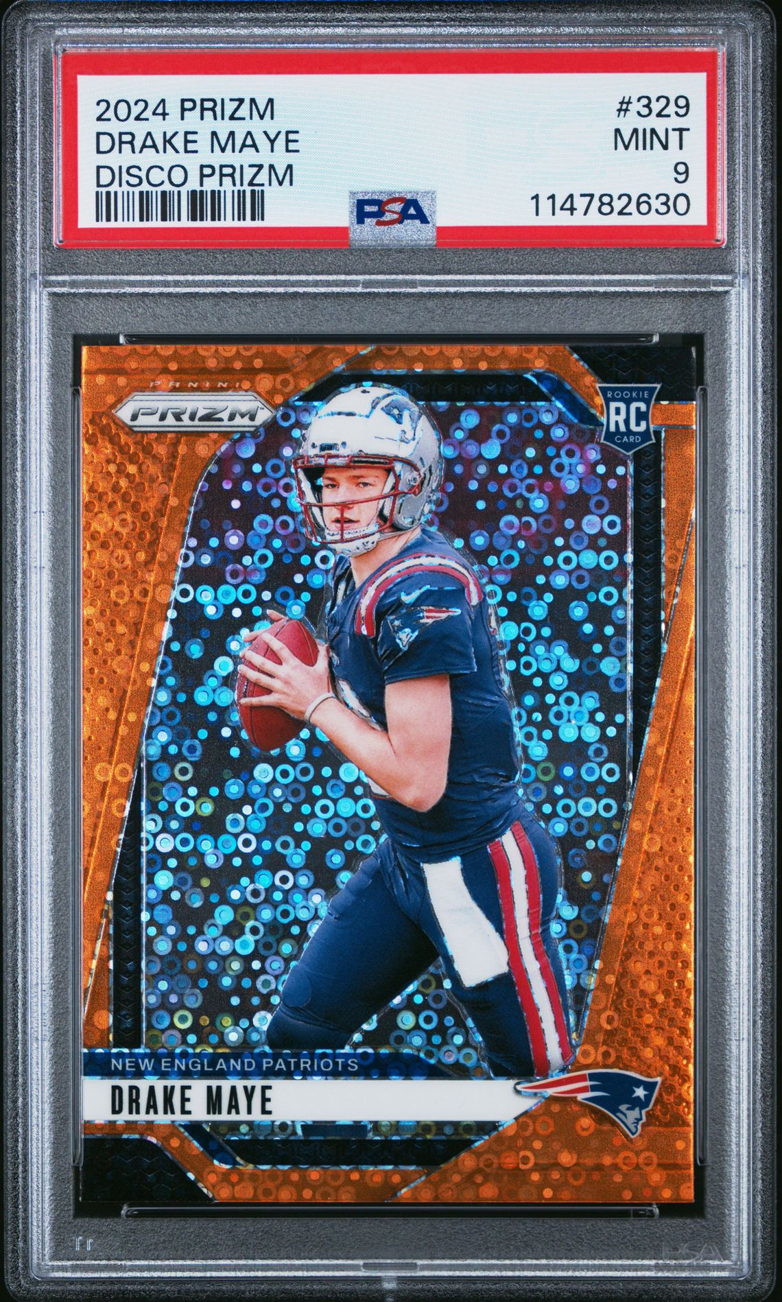 2024 Panini Prizm Drake Maye #329 (Disco Prizm) Mint 9 front