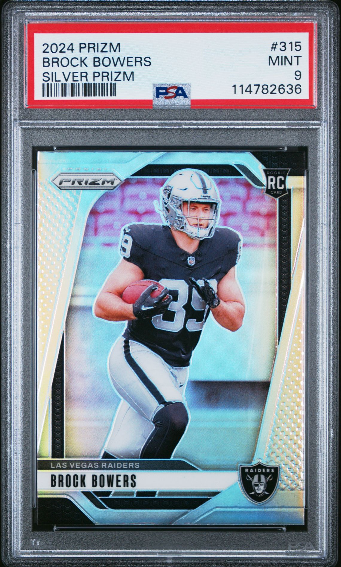 2024 Panini Prizm Brock Bowers #315 (Silver Prizm) Mint 9 front