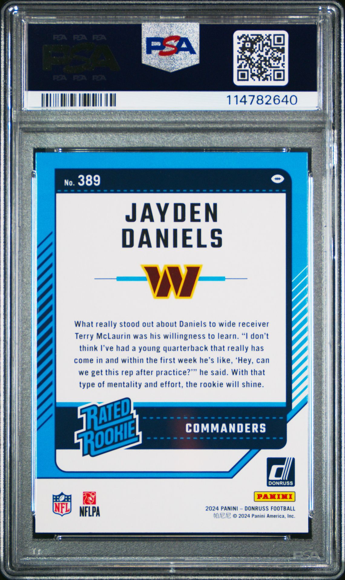 2024 Panini Donruss Jayden Daniels #389 (Press Proof Green) Nm-Mt 8 back