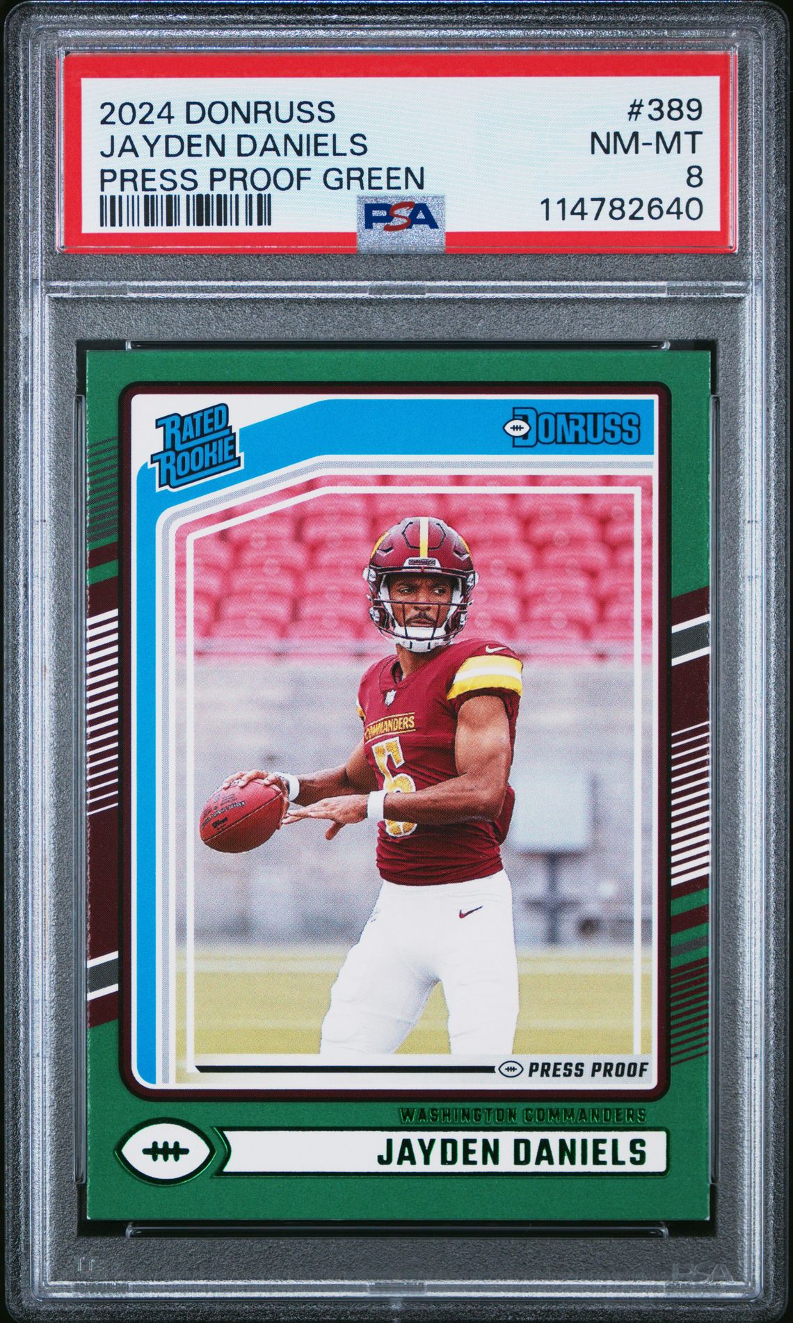 2024 Panini Donruss Jayden Daniels #389 (Press Proof Green) Nm-Mt 8 front