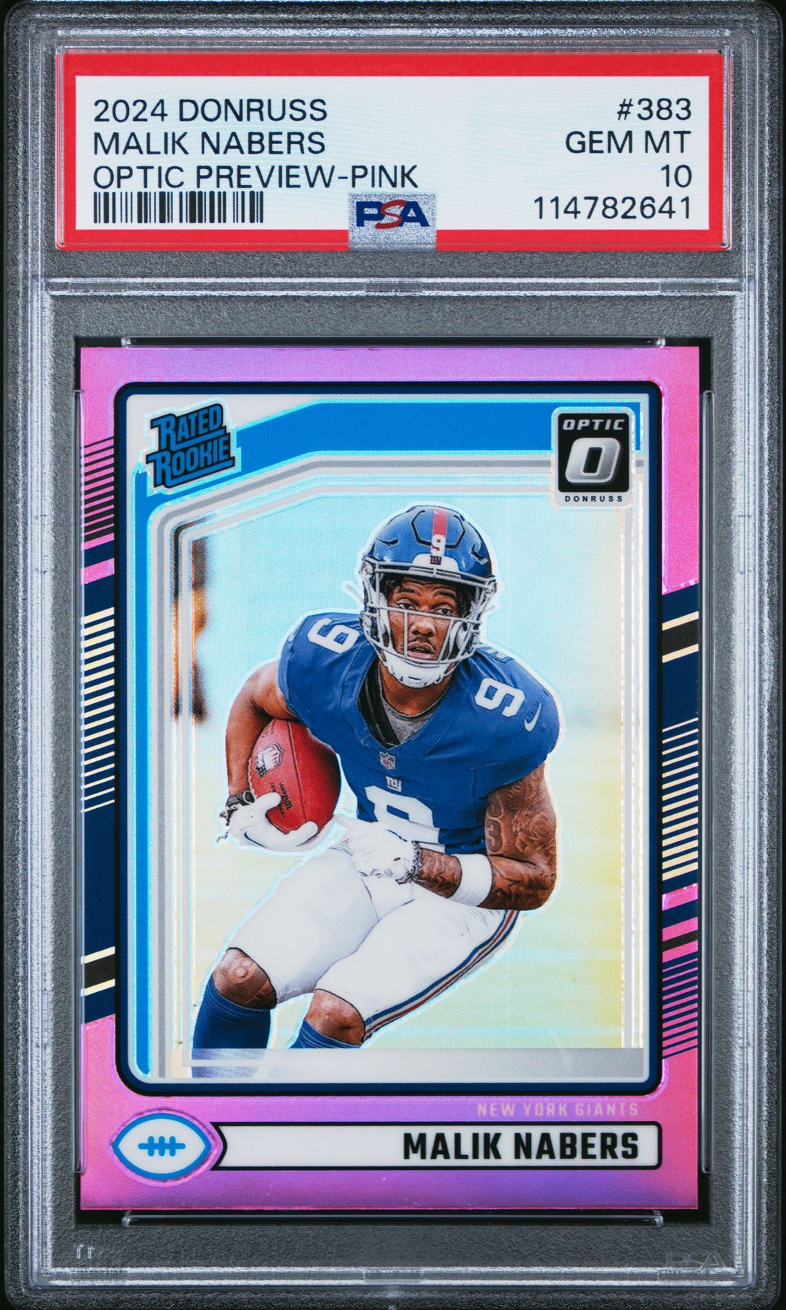 2024 Panini Donruss Malik Nabers #383 (Optic Preview-Pink) Gem Mt 10 front