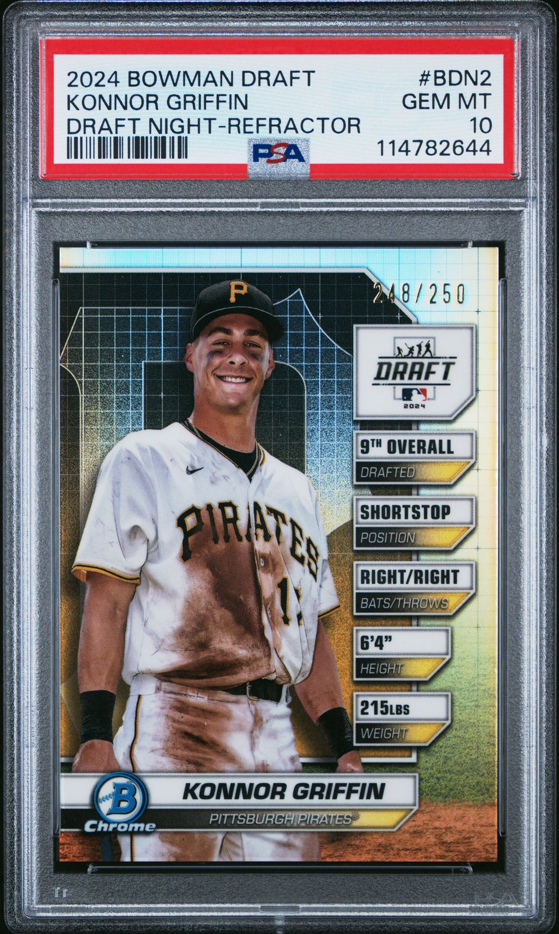 2024 Bowman Draft Bowman Draft Night Konnor Griffin #Bdn2 (Draft Night-Refractor) Gem Mt 10 front