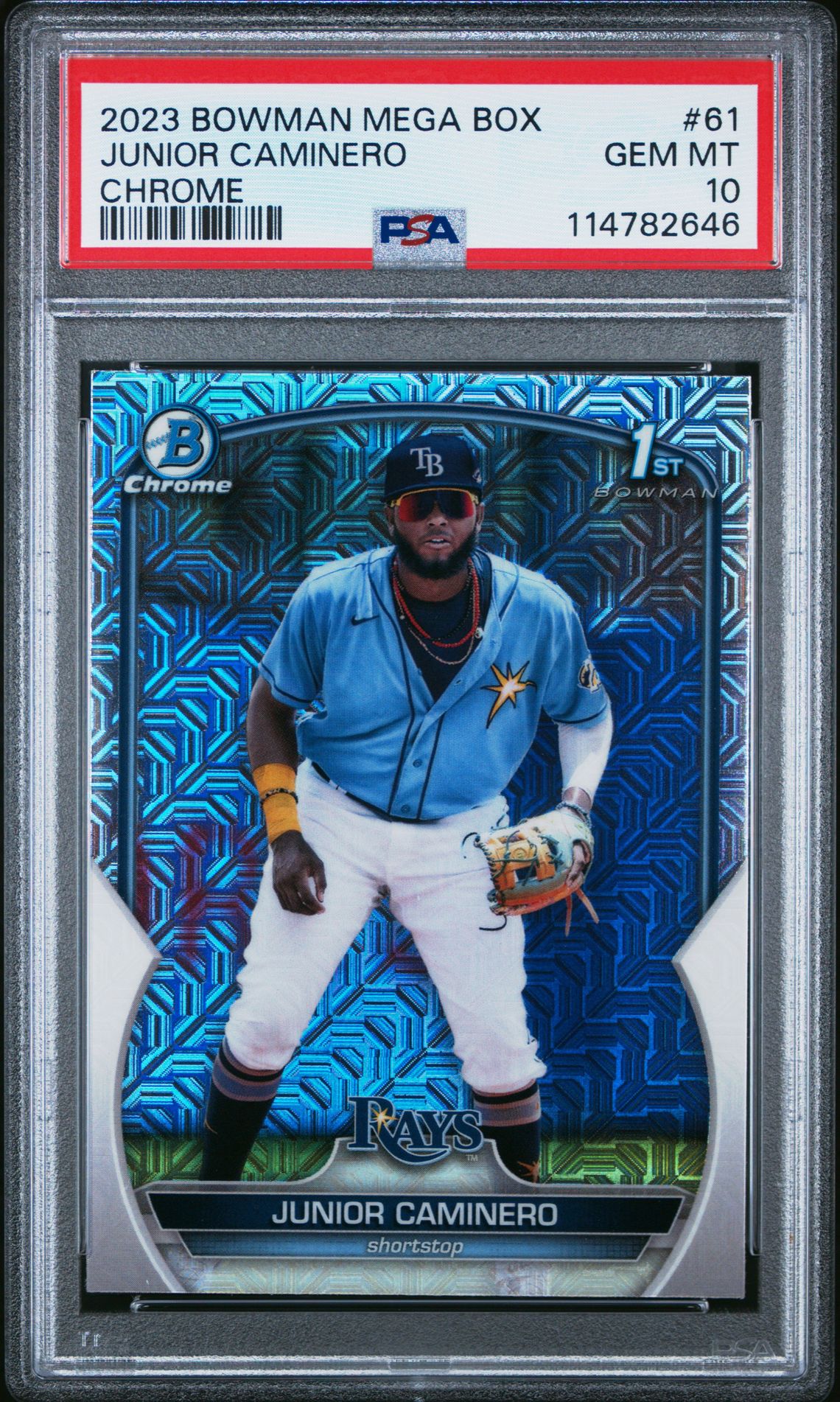 2023 Bowman Mega Box Chrome Junior Caminero #61 (Chrome) Gem Mt 10 front