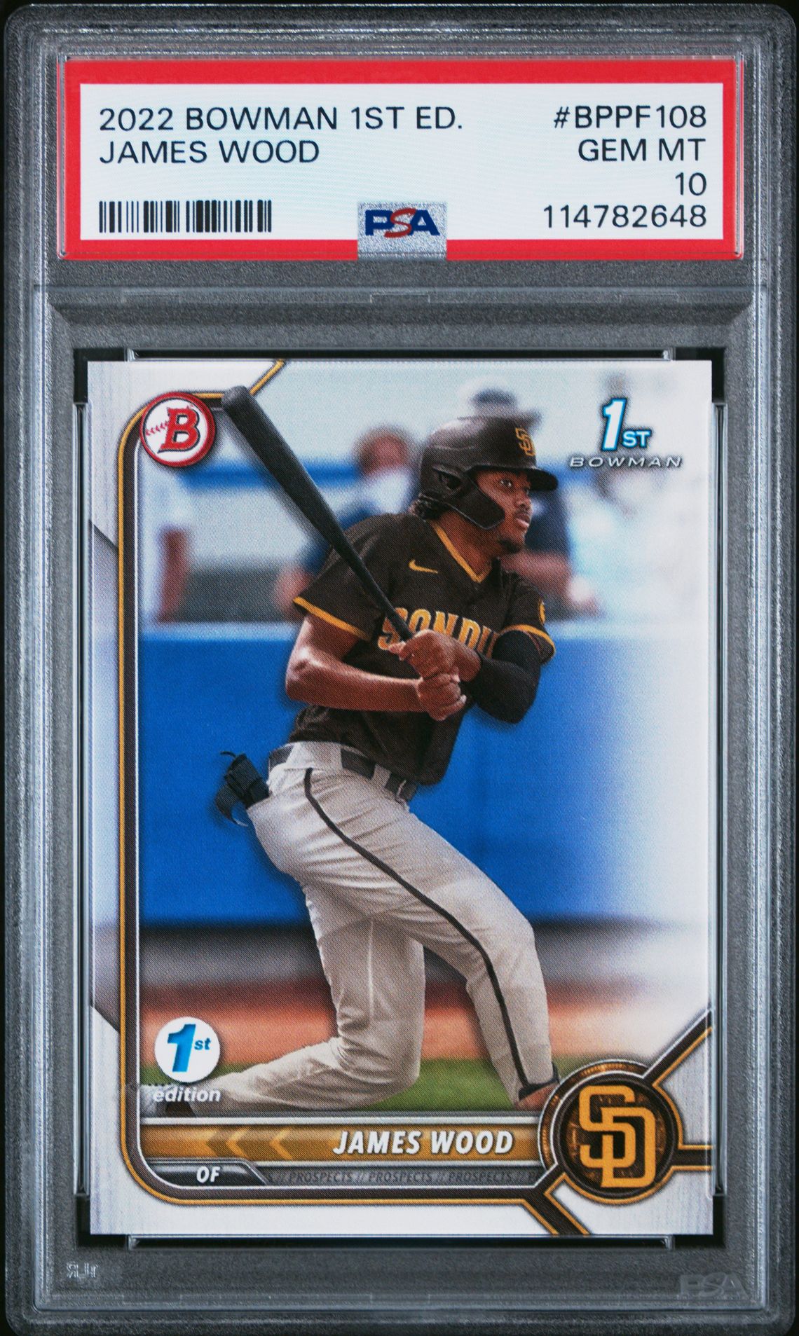 2022 Bowman 1St Edition James Wood #Bppf108 Gem Mt 10 front