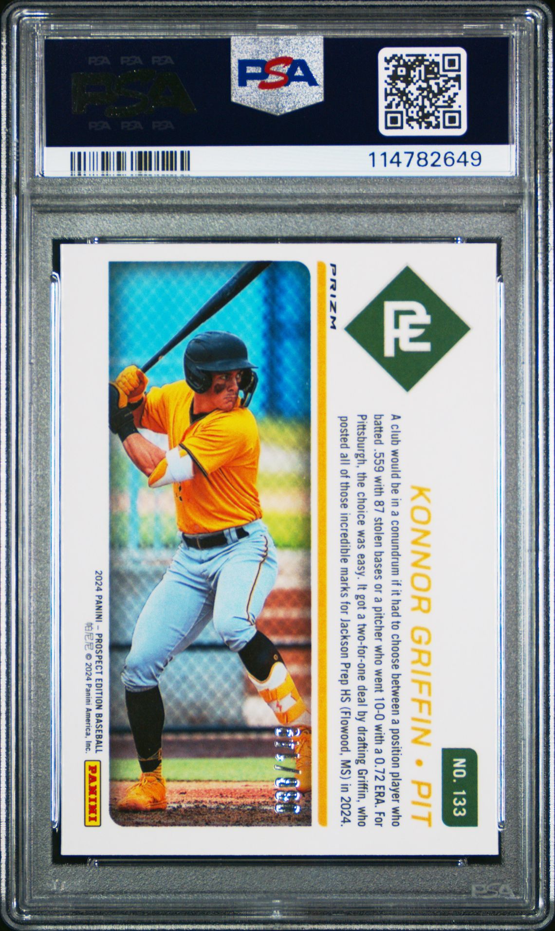 2024 Panini Prospect Edition Prospect Ticket Konnor Griffin #133 (Prospect Ticket-Blue) Ex-Mt 6 back