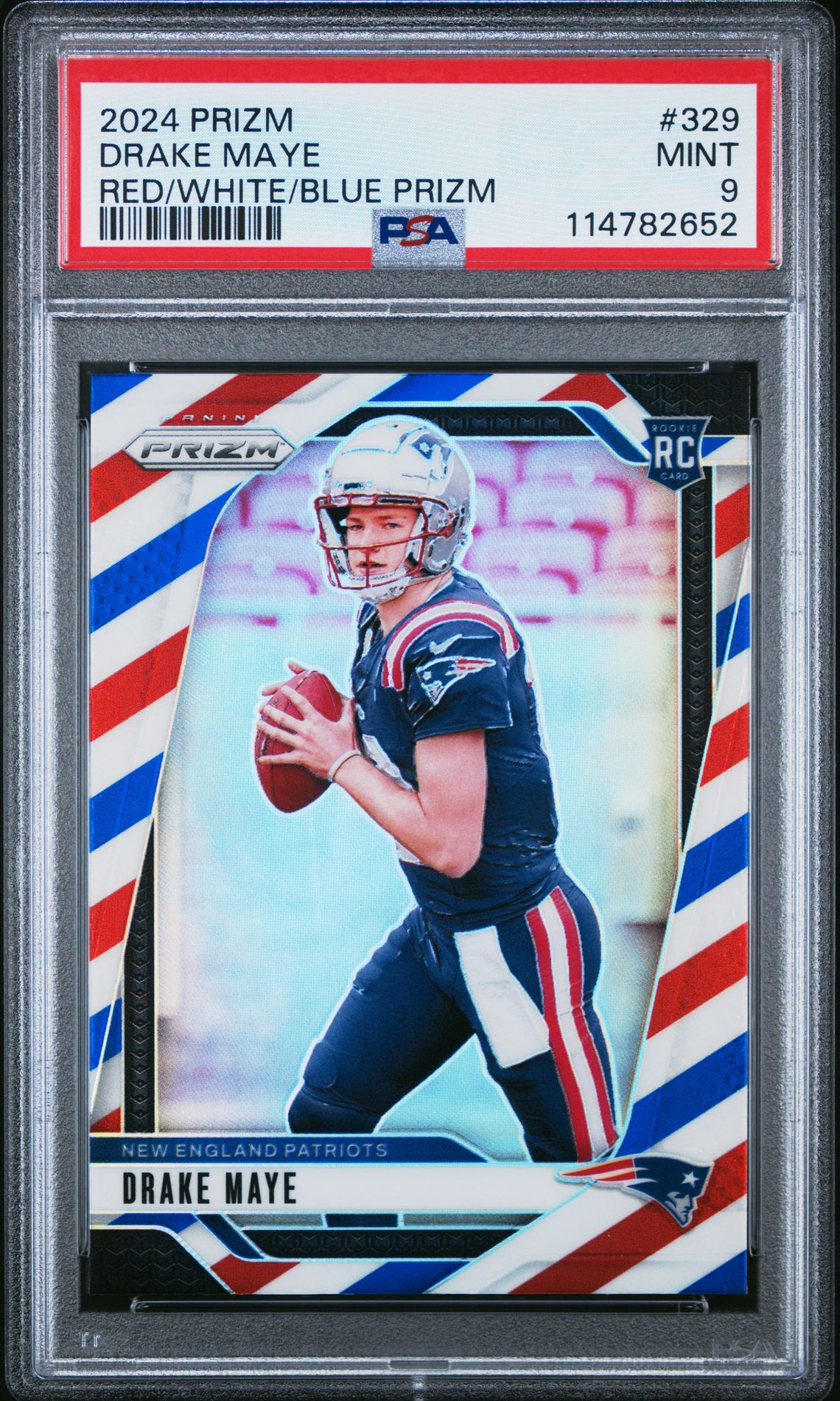 2024 Panini Prizm Drake Maye #329 (Red/White/Blue Prizm) Mint 9 front