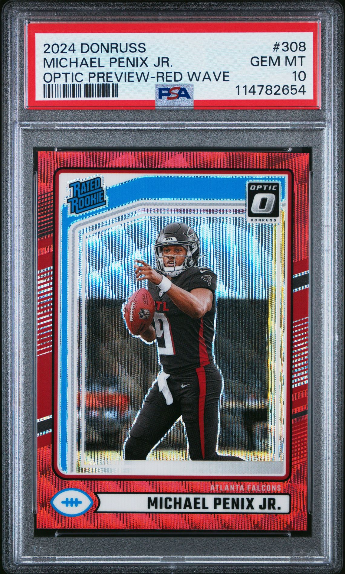 2024 Panini Donruss Michael Penix Jr. #308 (Optic Preview-Red Wave) Gem Mt 10 front