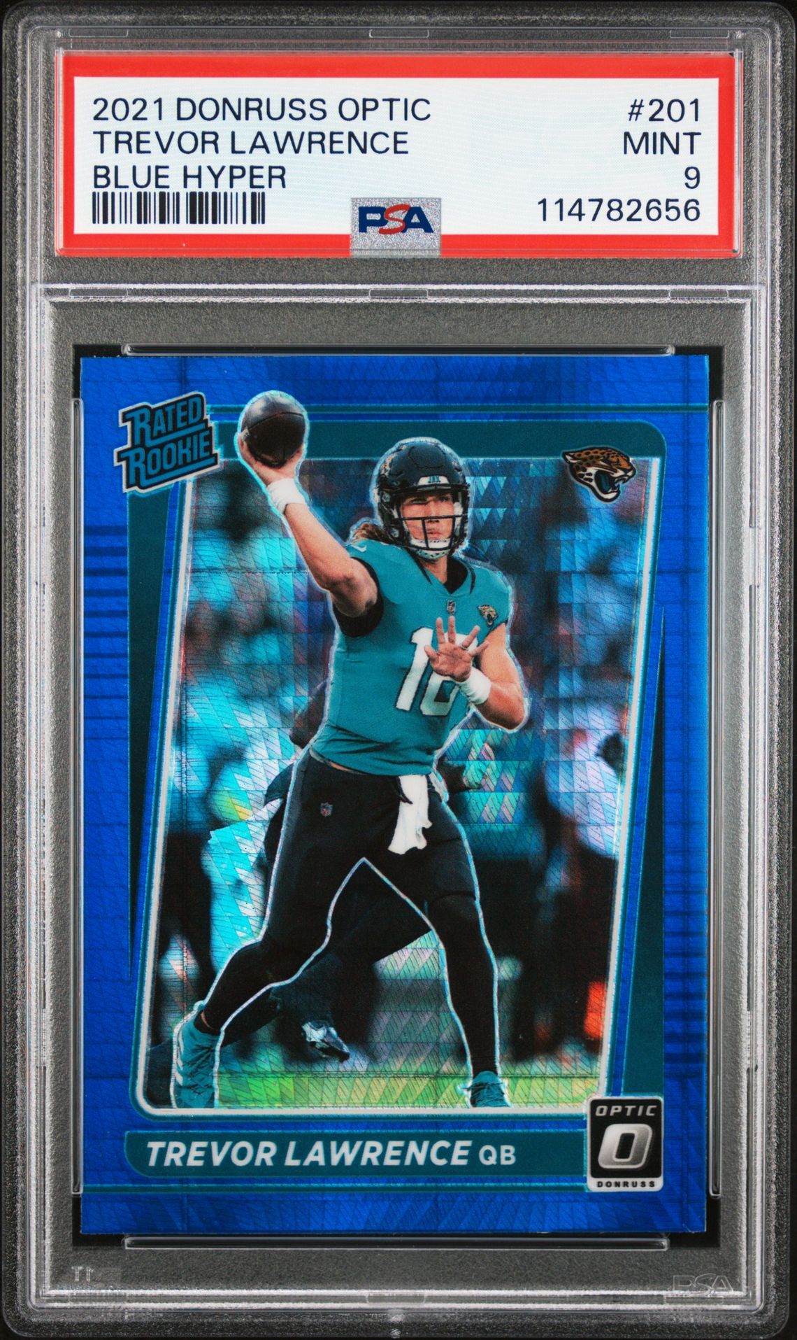 2021 Panini Donruss Optic Trevor Lawrence #201 (Blue Hyper) Mint 9 front