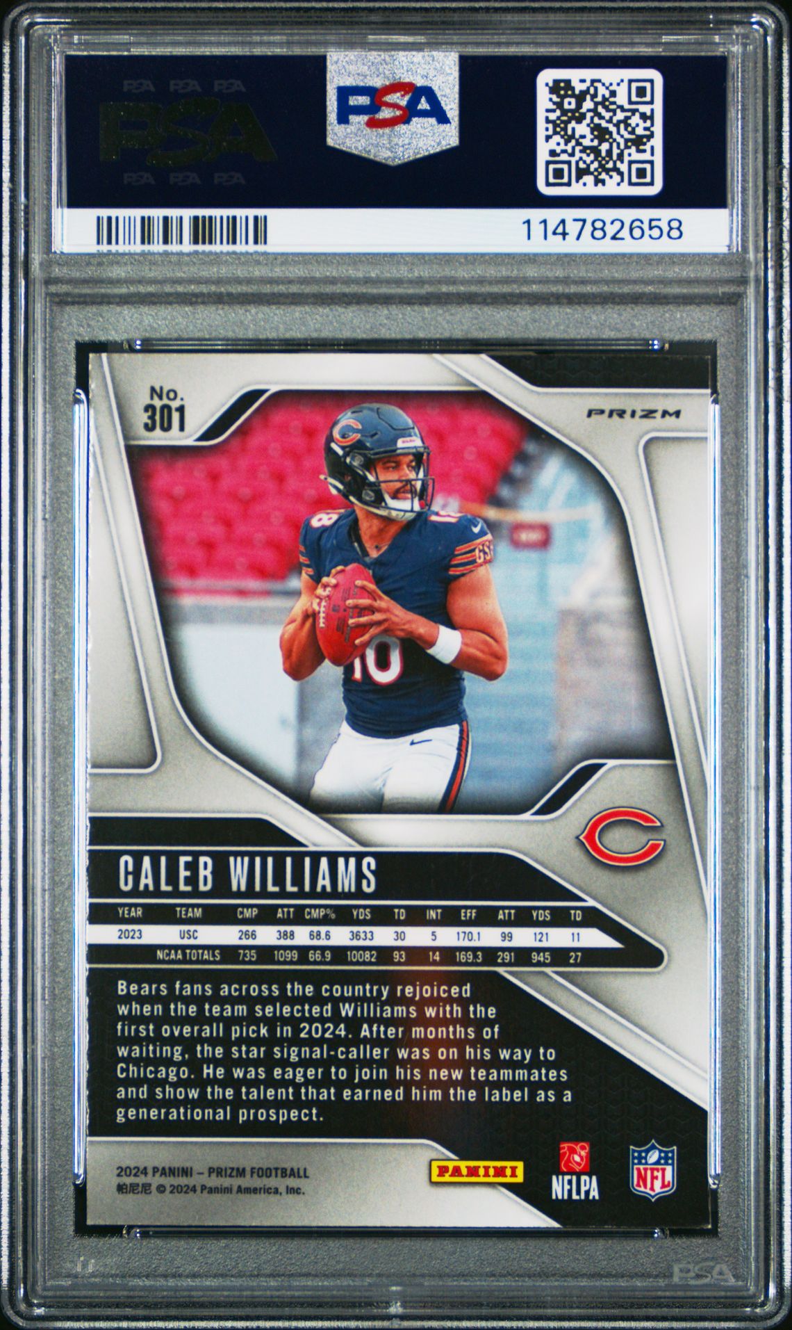 2024 Panini Prizm Caleb Williams #301 (Green Wave) Mint 9 back