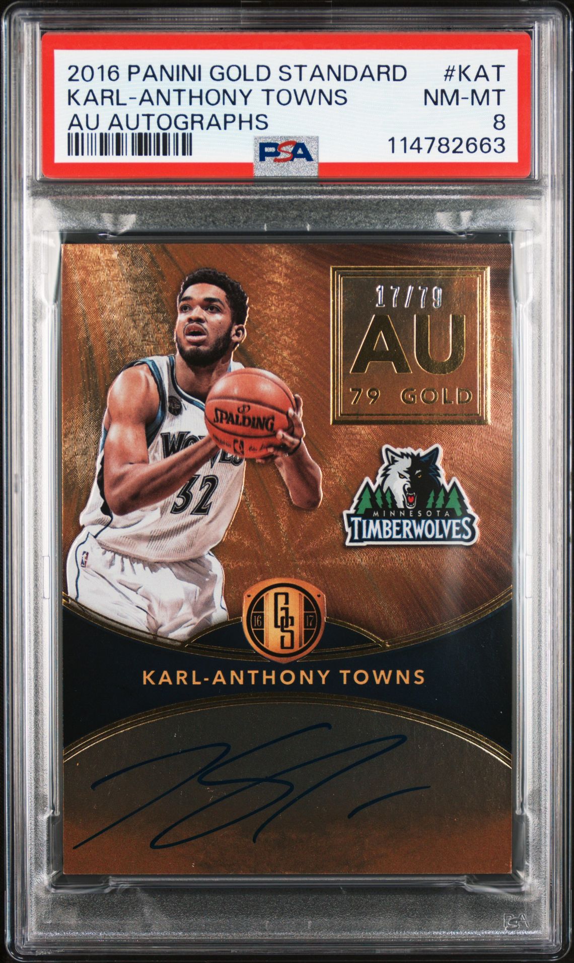 2016 Panini Gold Standard Au Autographs Karl-Anthony Towns #Kat (Au Autographs) Nm-Mt 8 front