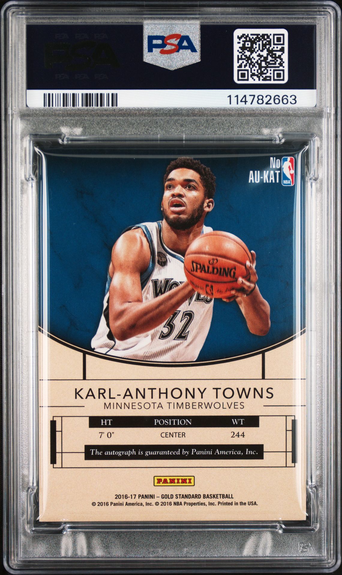 2016 Panini Gold Standard Au Autographs Karl-Anthony Towns #Kat (Au Autographs) Nm-Mt 8 back