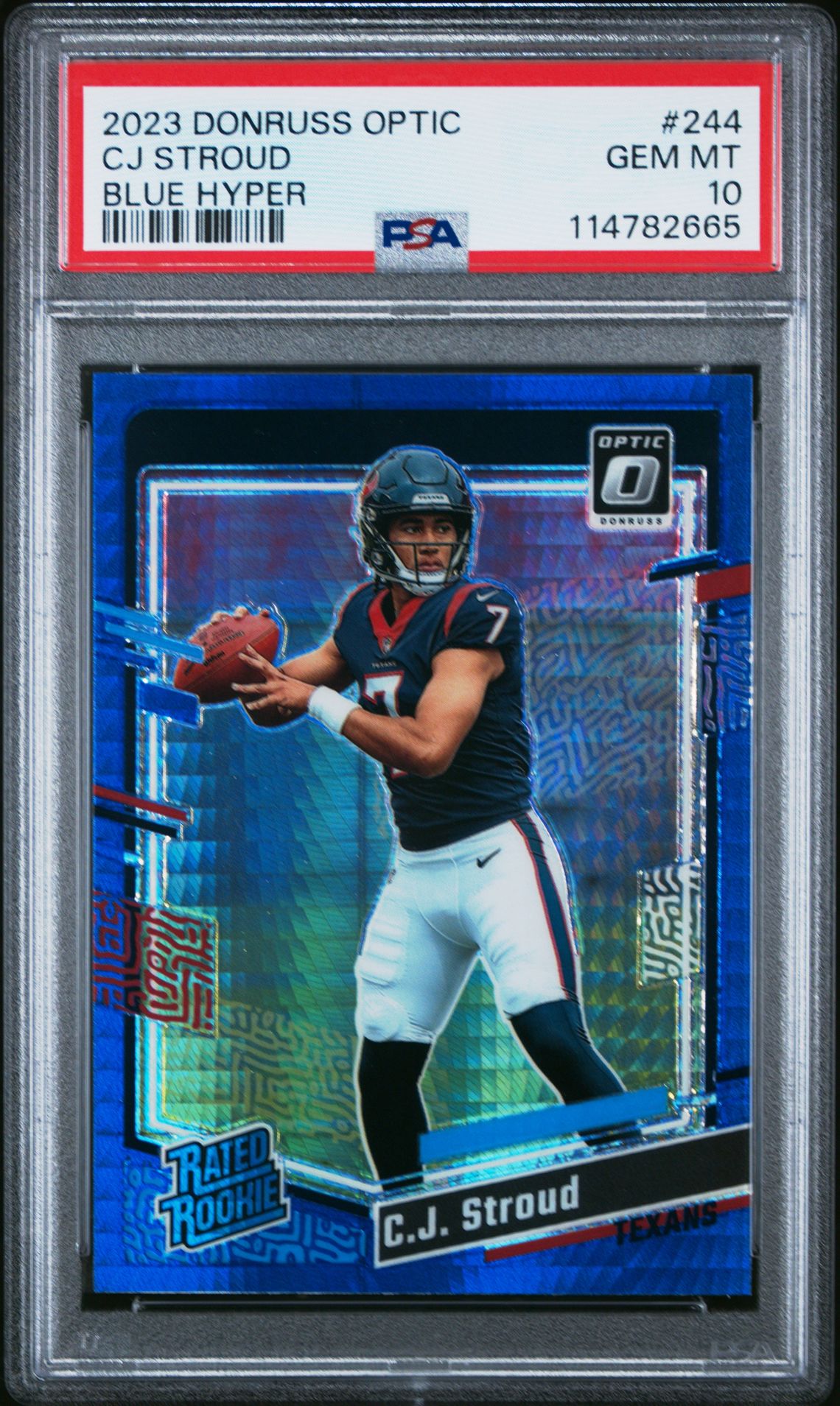 2023 Panini Donruss Optic Cj Stroud #244 (Blue Hyper) Gem Mt 10 front