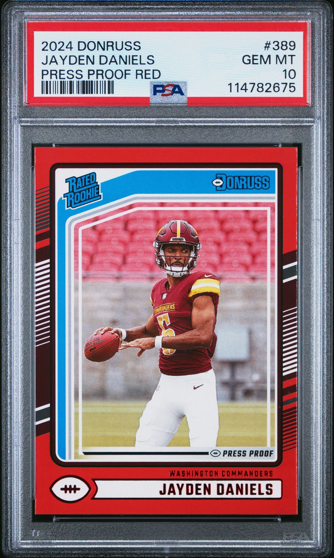 2024 Panini Donruss Jayden Daniels #389 (Press Proof Red) Gem Mt 10 front