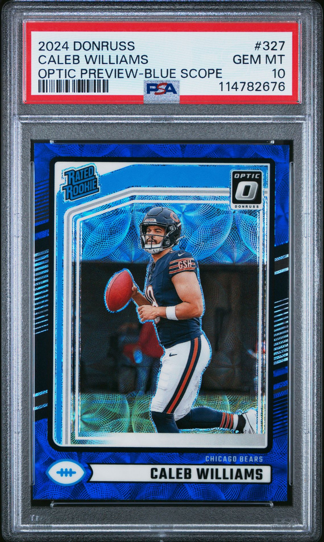 2024 Panini Donruss Caleb Williams #327 (Optic Preview-Blue Scope) Gem Mt 10 front