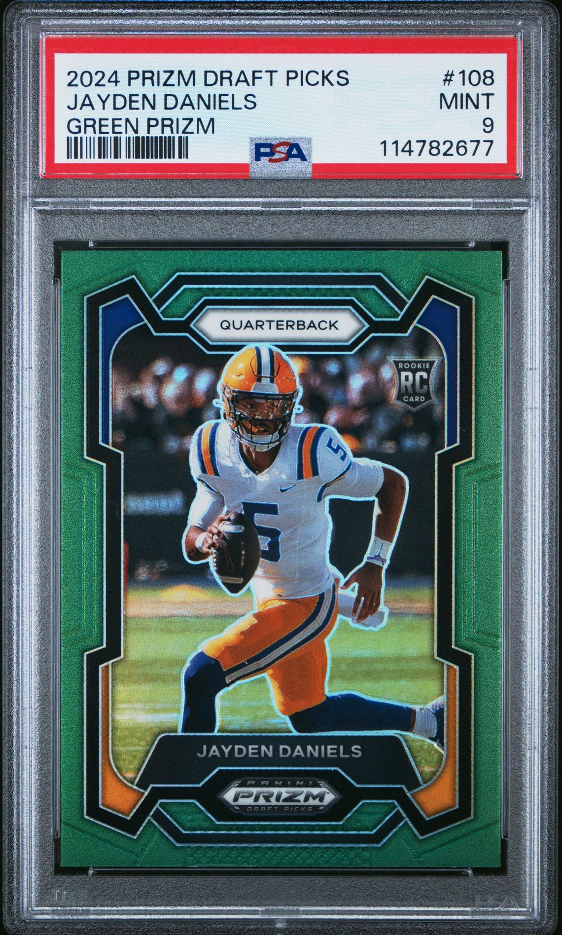 2024 Panini Prizm Draft Picks Jayden Daniels #108 (Green Prizm) Mint 9 front