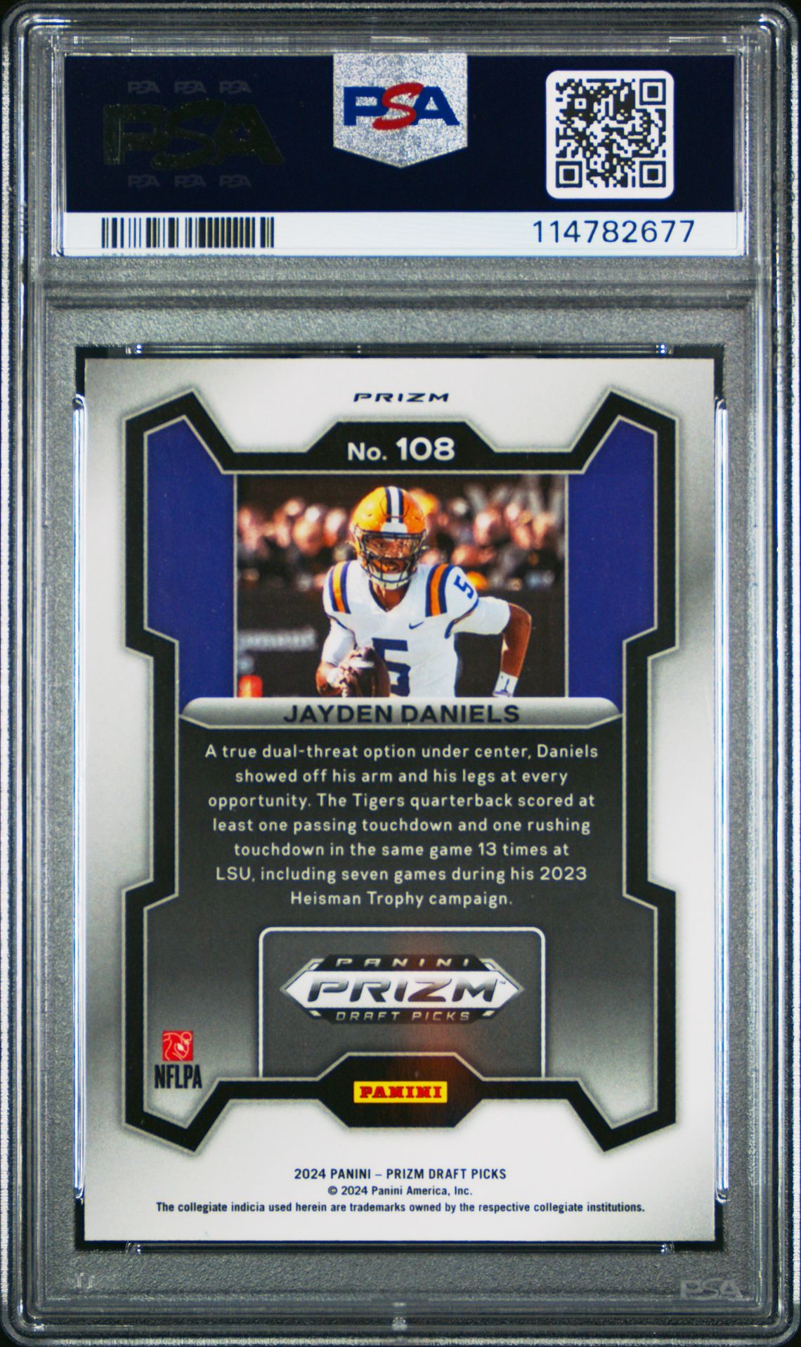 2024 Panini Prizm Draft Picks Jayden Daniels #108 (Green Prizm) Mint 9 back