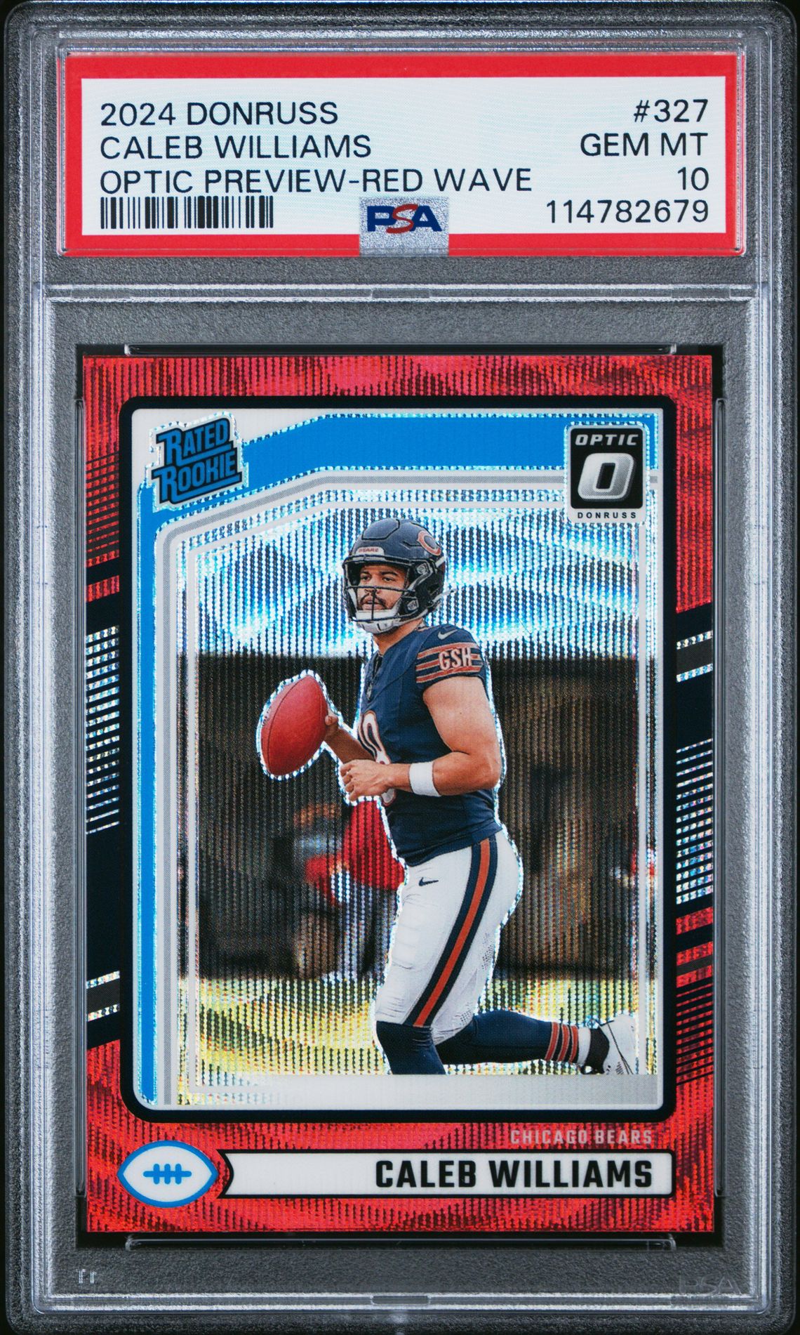 2024 Panini Donruss Caleb Williams #327 (Optic Preview-Red Wave) Gem Mt 10 front