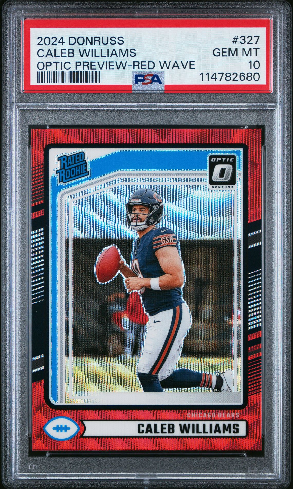 2024 Panini Donruss Caleb Williams #327 (Optic Preview-Red Wave) Gem Mt 10 front