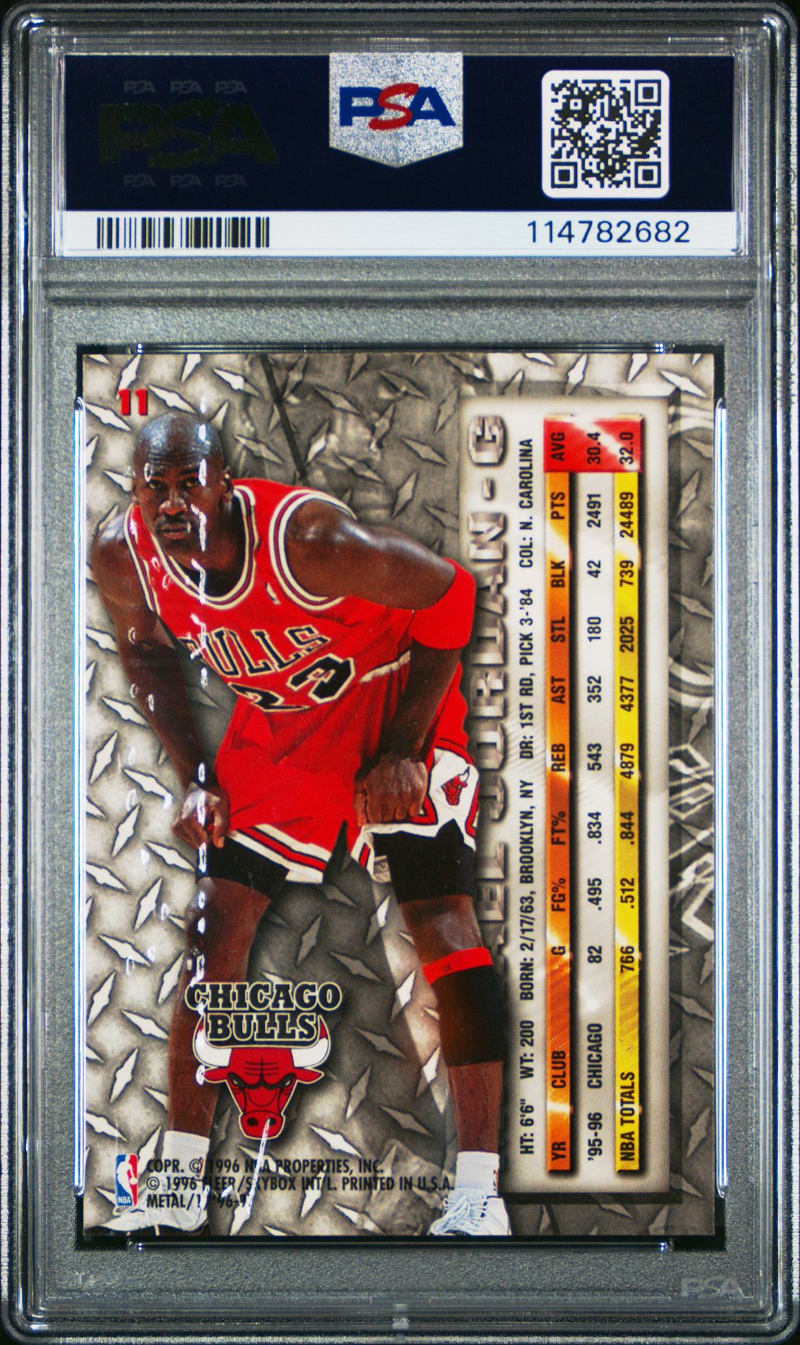 1996 Metal Michael Jordan #11 Ex 5 back