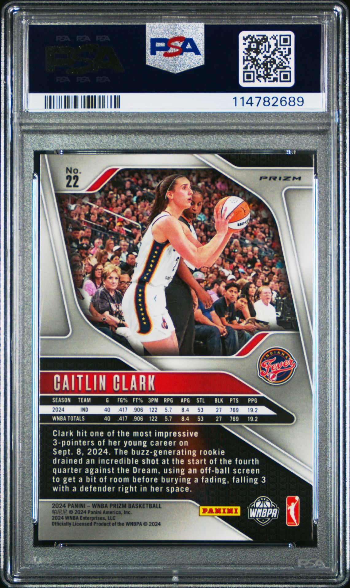 2024 Panini Prizm Wnba Caitlin Clark #22 (Blue Velocity) Mint 9 back