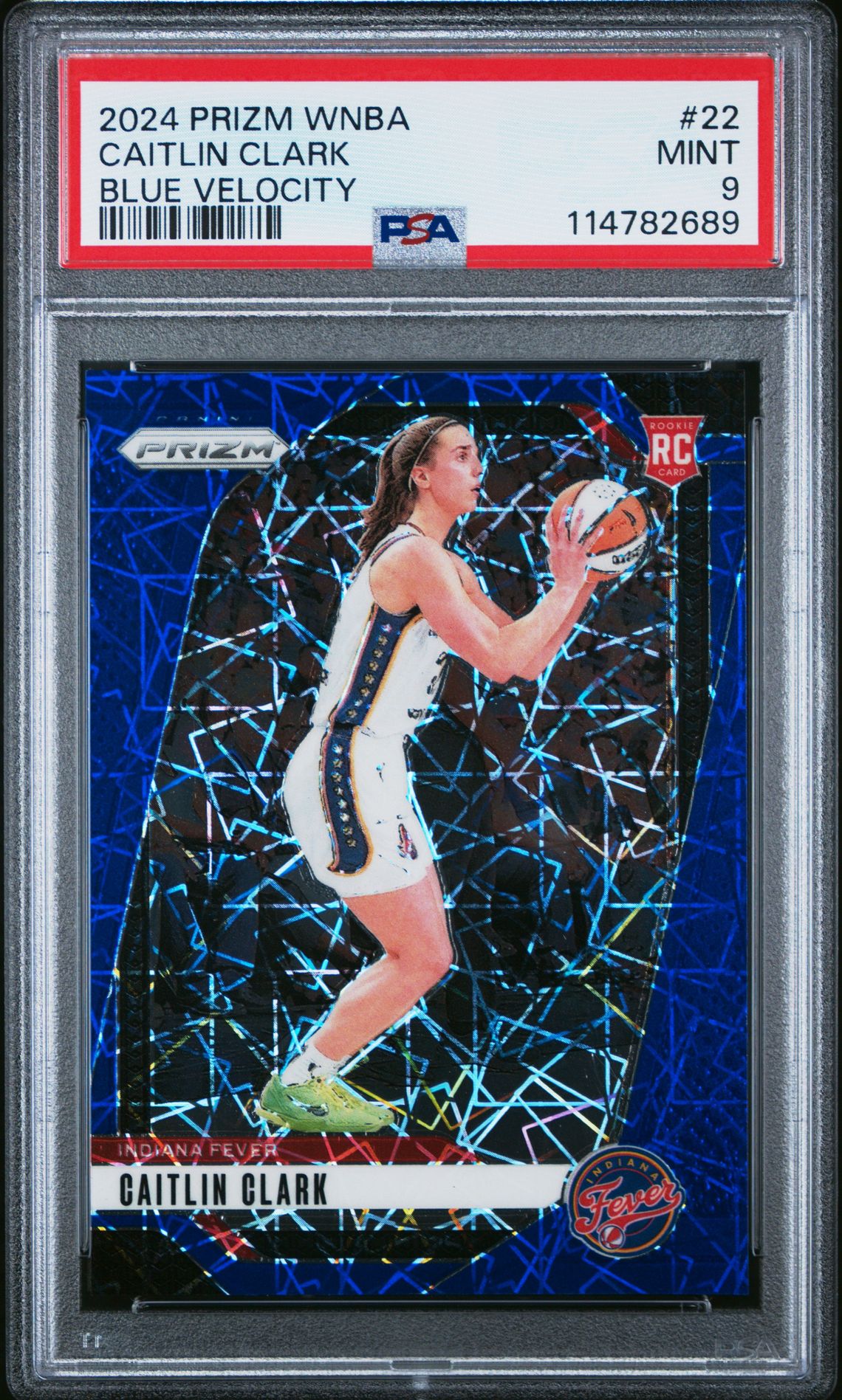 2024 Panini Prizm Wnba Caitlin Clark #22 (Blue Velocity) Mint 9 front