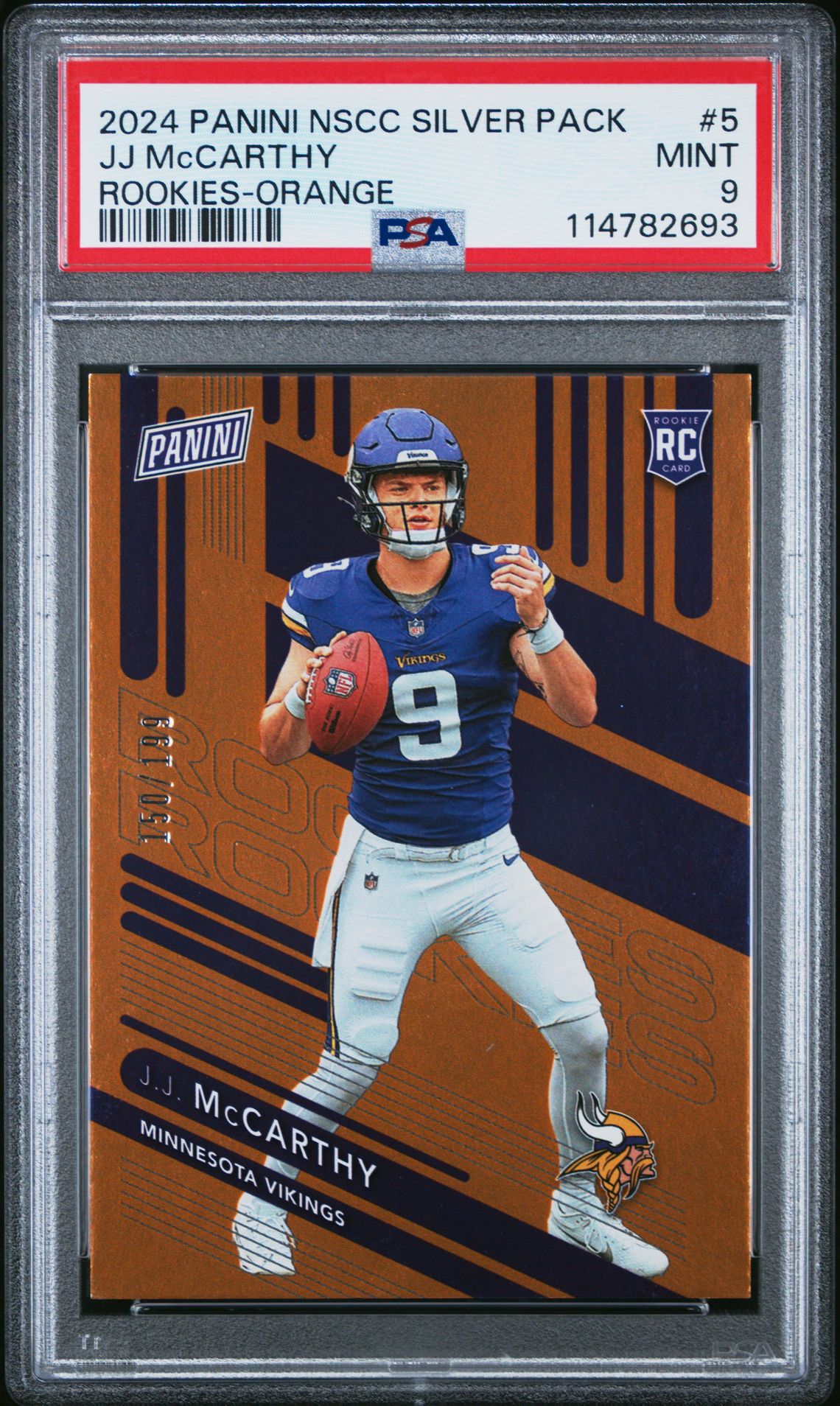 2024 Panini National Sports Collectors Convention Rookies Jj Mccarthy #5 (Rookies-Orange) Mint 9 front